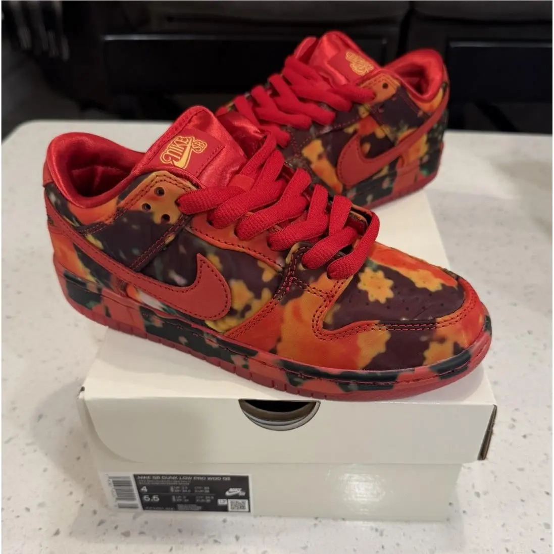 SB Dunk Low Pro QS Wizard Of Oz Poppy Field Fz1291-600 Sz 4 OG All by Nike