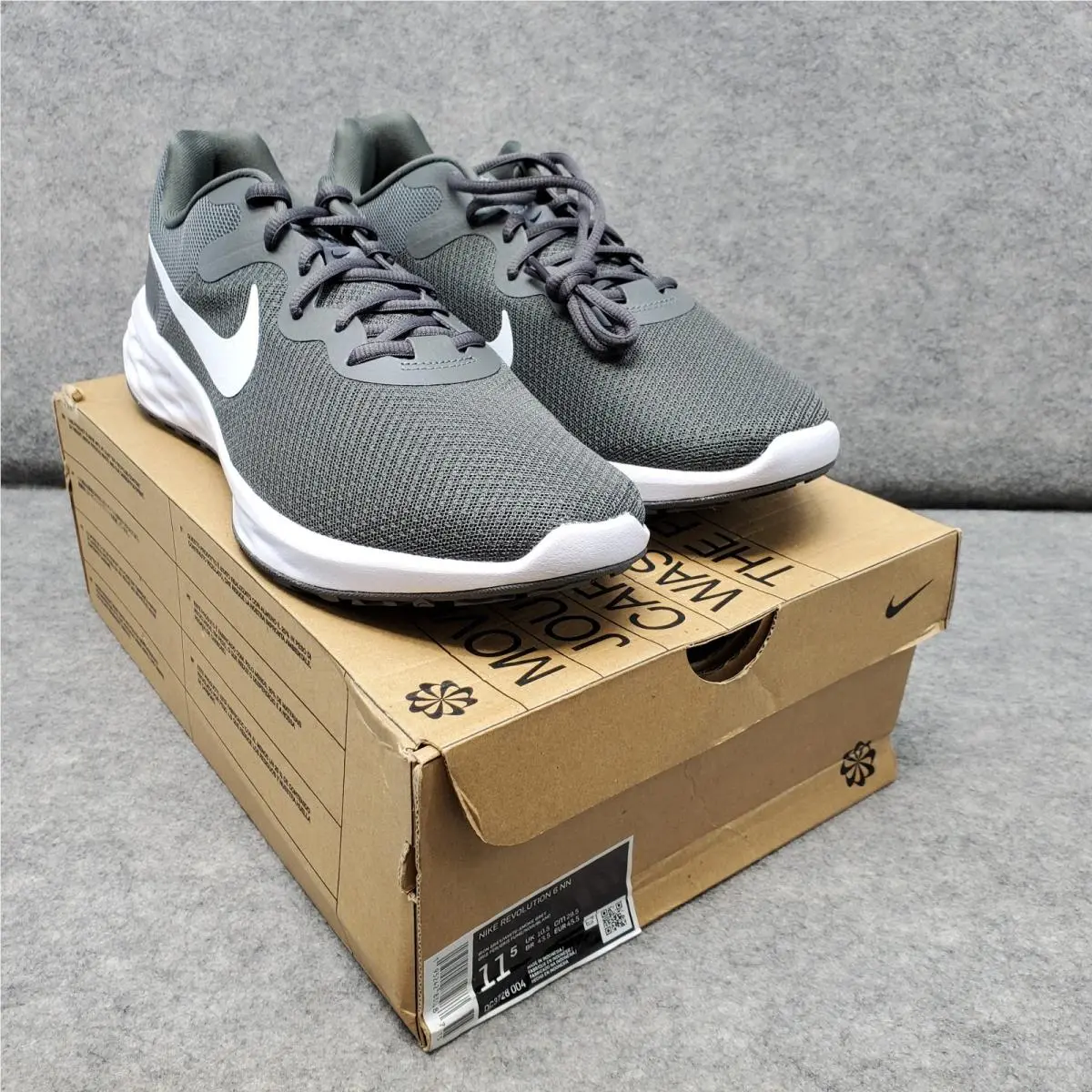 Nike Shoes Men`s Size 11.5 Gray/white Revolution 6 NN DC3728-004 - Gray and White