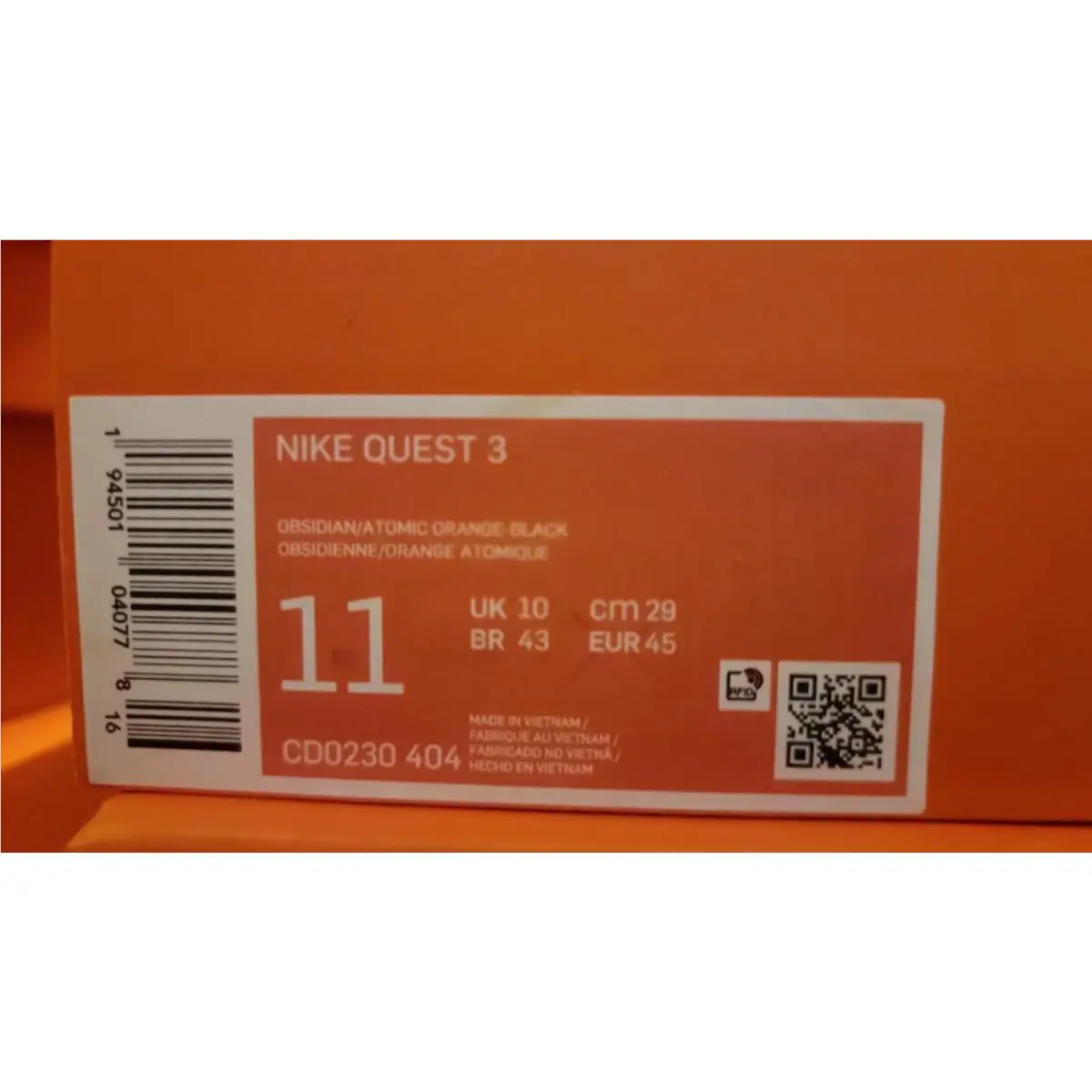 Nike shoes - Nike Quest 3 - Quest - CD0230 404 - Obsidian/Atomic Orange-Black (UPC: 194501040778) 7