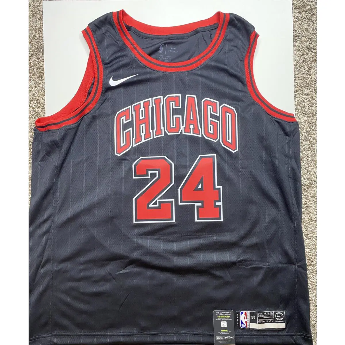 Nike clothing - Nike NBA Chicago Bulls Lauri Markkanen Swingman Jersey - AT9795 011 - Multicolor, Manufacturer: black/white/red 0