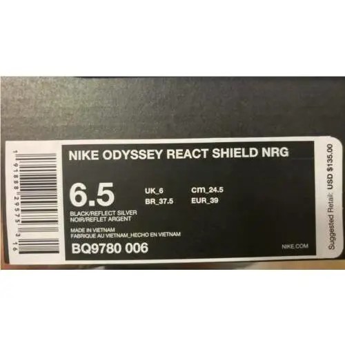 Nike shoes - Nike Odyssey React Shield NRG - BQ9780 006 - Black/Reflect Silver-Habanero Red (UPC: 191888295753) 10