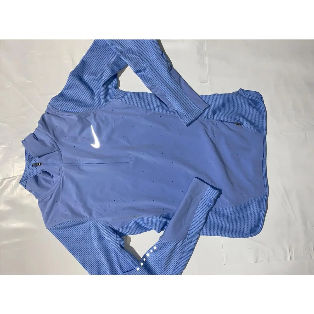 Women`s Aeroreact Half Zip Running Jacket Light Blue Sz XS 800936-422 by Nike