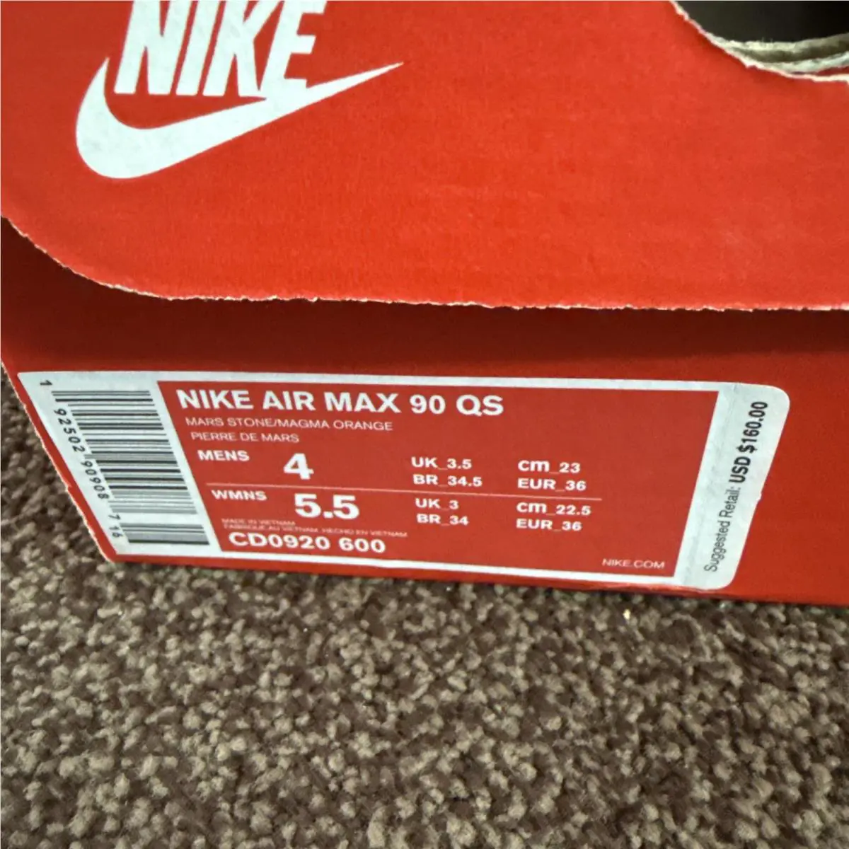 Nike shoes - Nike Air Max 90 - Air Max - CD0920-600 - Orange, Manufacturer: Mars Stone / Magma Orange (UPC: 0192502909087) 1