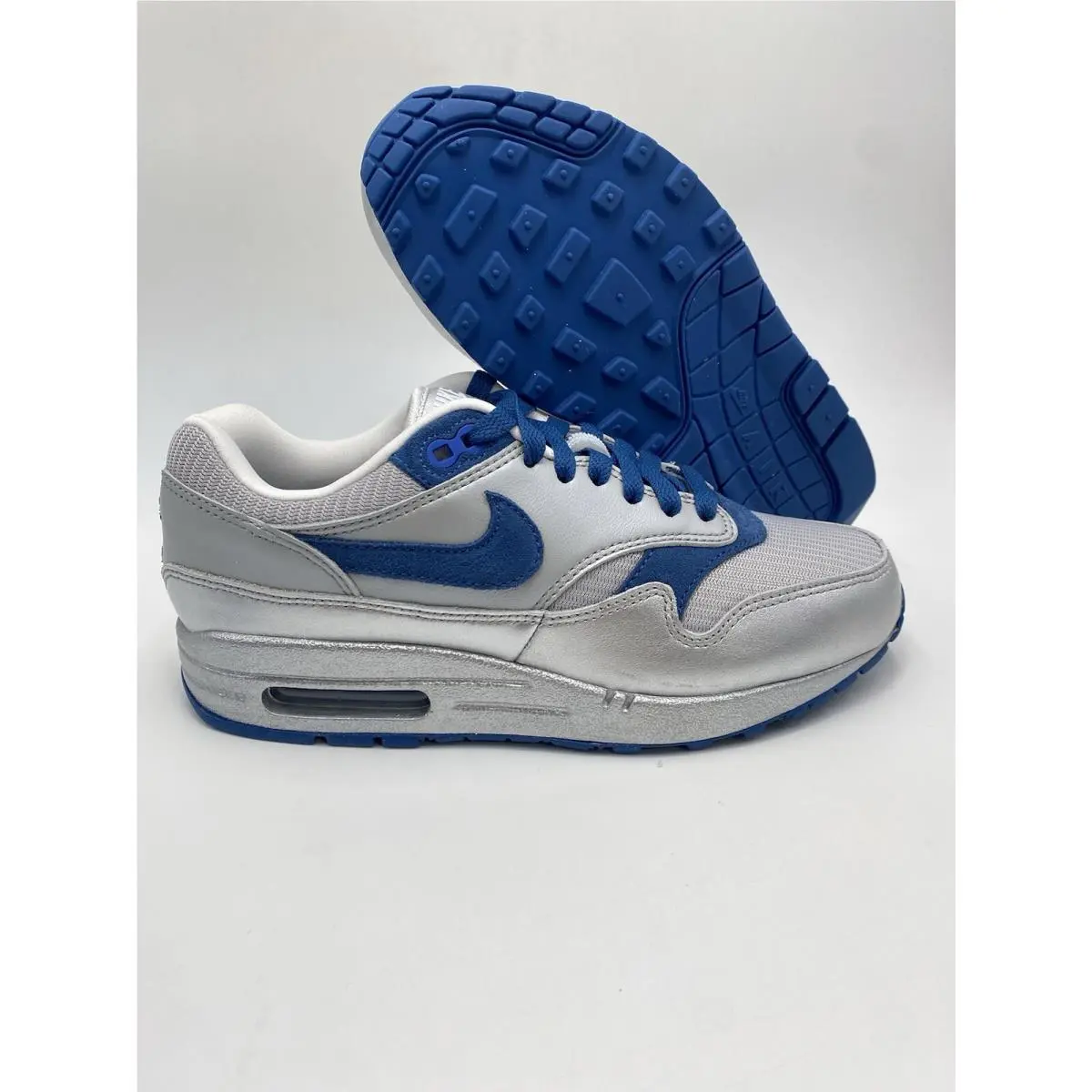 Nike iD Air Max 1 Silver Blue Shoes FQ8790 900 Women`s Size 7.5
