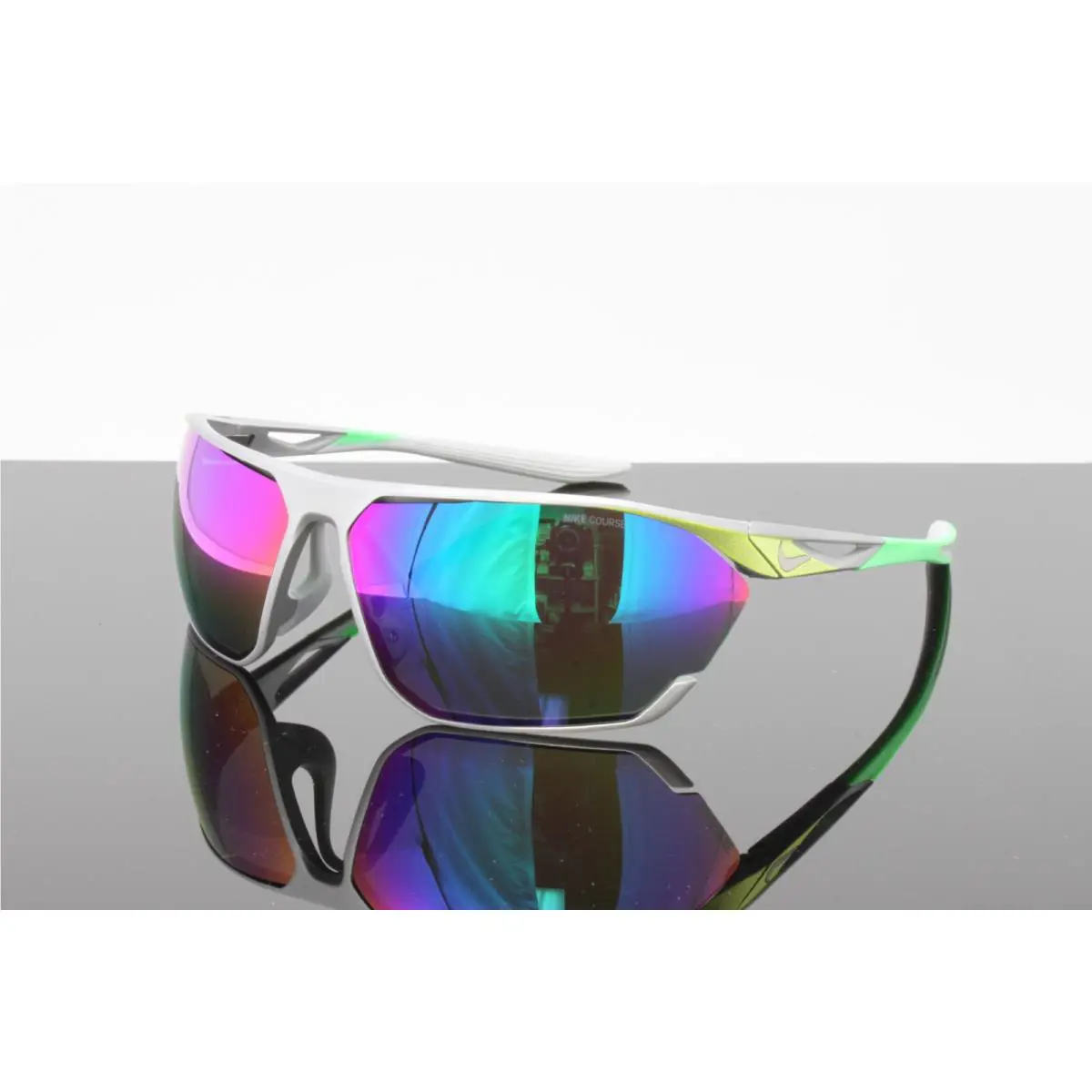 Men`s Sunglasses Stratus E DC3407 011 Silver Volt 76mm Mirrored Lens by Nike