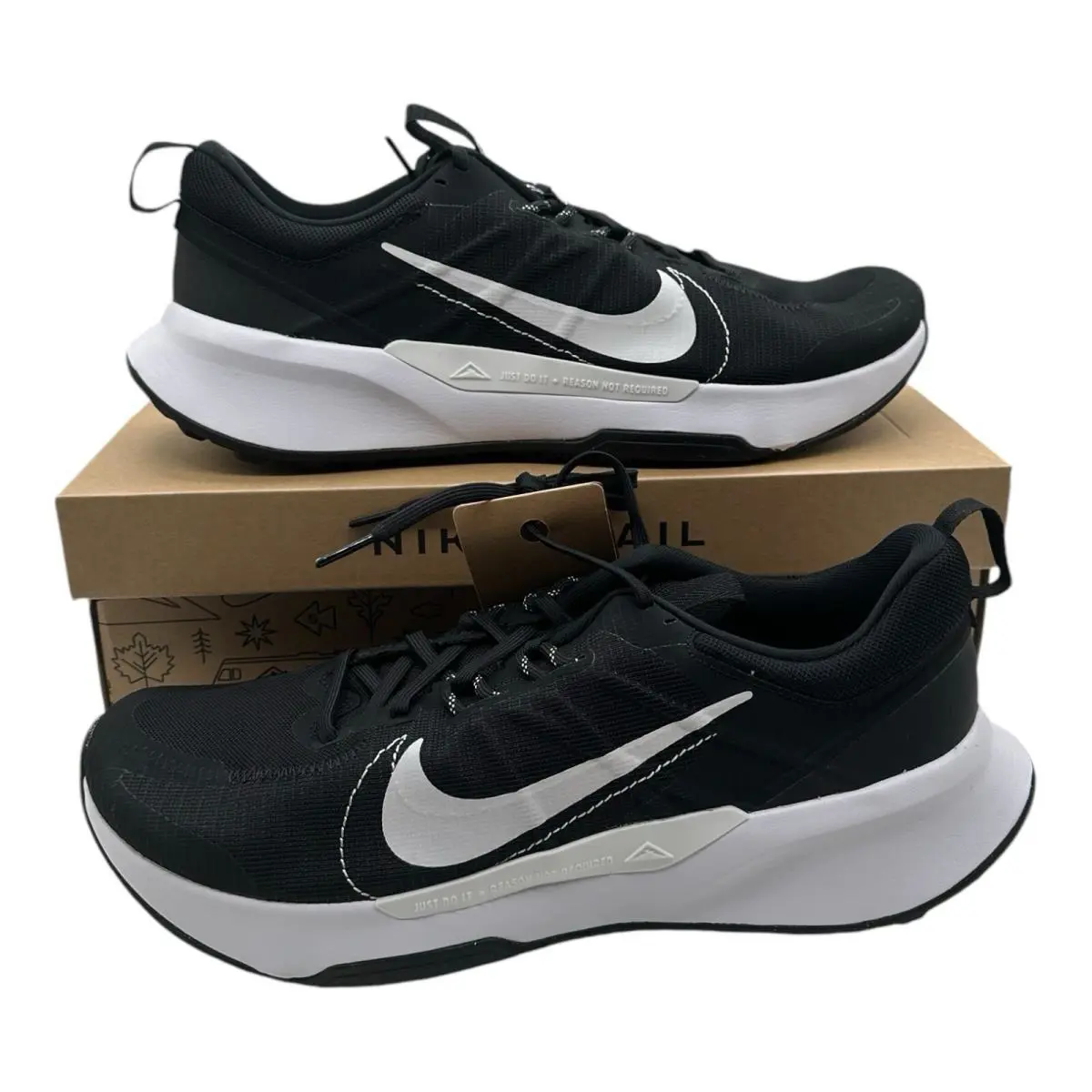 Nike Men`s Juniper Trail 2 Next Nature Running Shoes Men`s Size 13 Black White - Multicolor, Manufacturer: Black/White