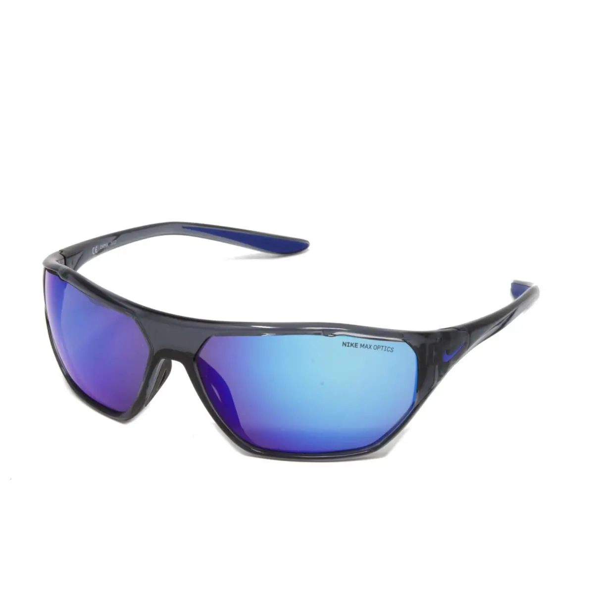 Nike Sunglasses Aero Drift Unisex Shiny Crystal Grey 65mm Blue Lens DQ0997 021 - Frame: Gray, Lens: Blue