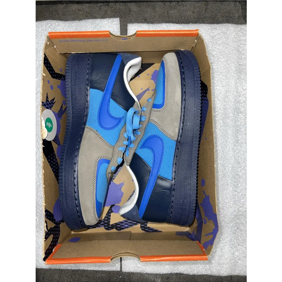 Nike x Stash Men`s Sz 10.5 Air Force 1 Low SP Soft Grey Harbor Blue HF5516-001 - Blue