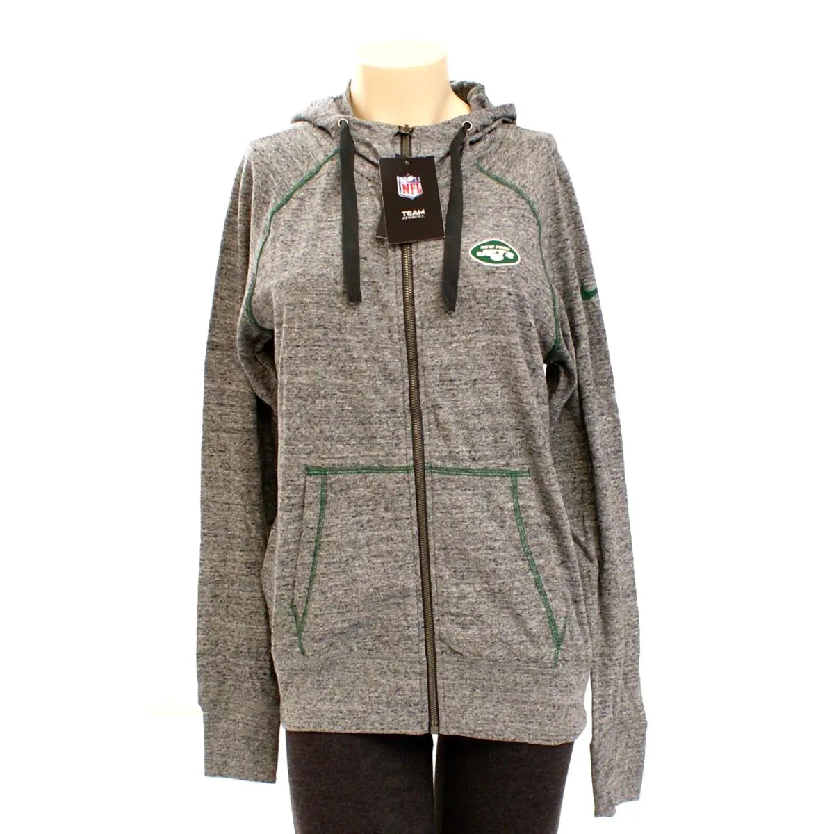 Nike York Jets Gray Full Zip Hoodie Women`s Medium M