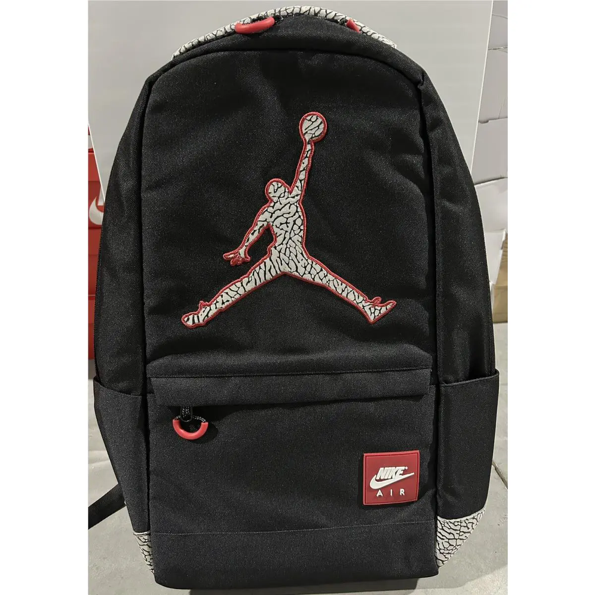 Nike Jordan Jumpman Black Cement Bred Toe Laptop Backpack Bag 9A0453-023 Sz L