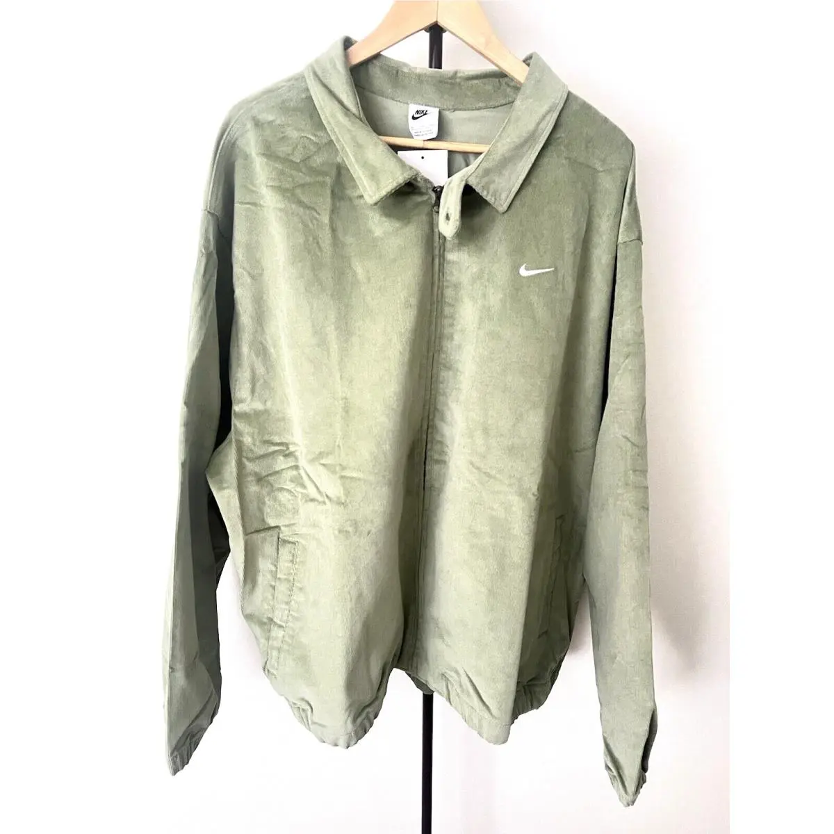 Nike Life Harrington Corduroy Full Zip Jacket Men Xxl Oil Green White DX9070-270