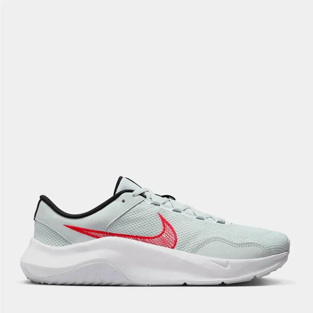 Nike Size 10 Mens Legend Essential 3 White Grey Red Sneakers Shoes