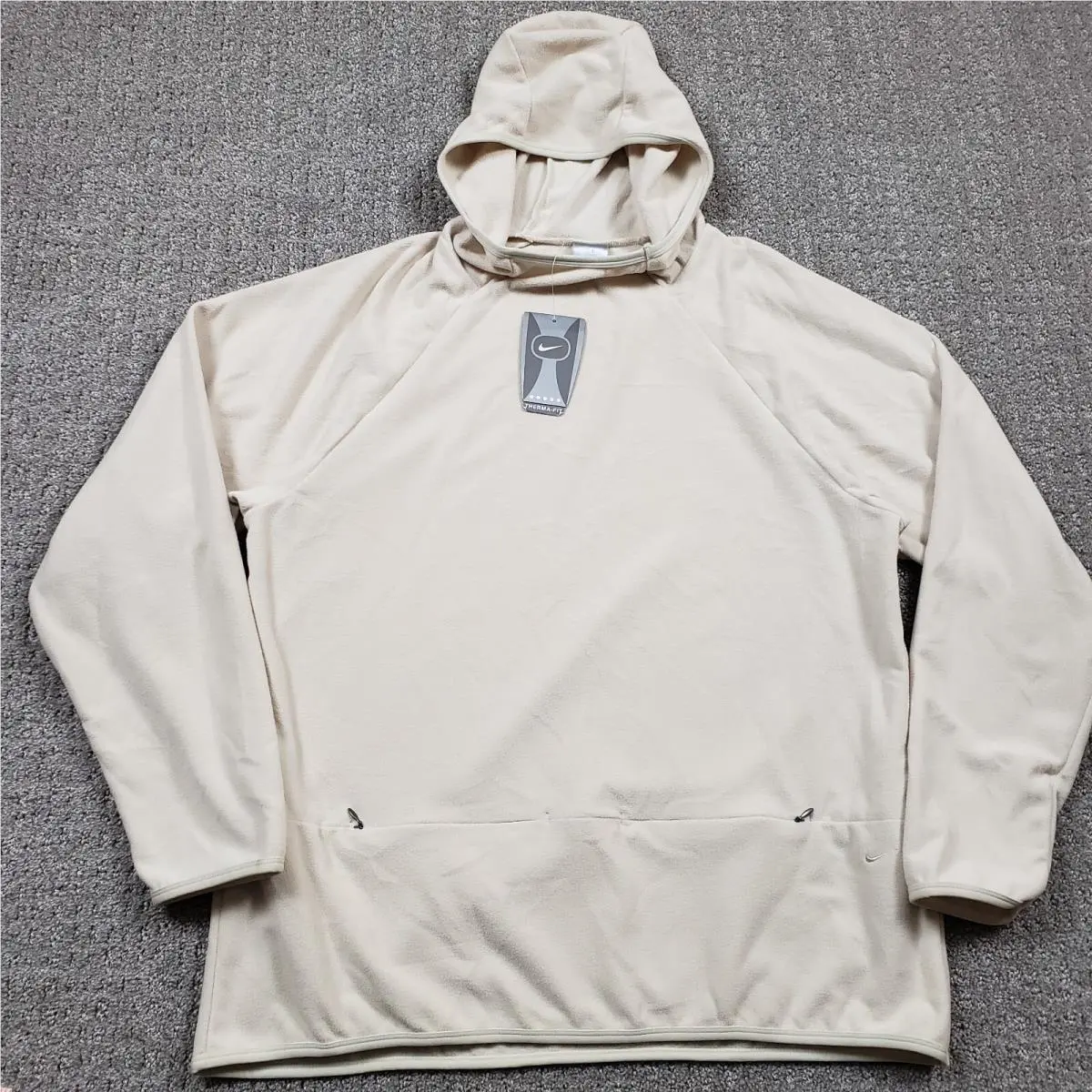 Vtg Y2k Nike Alpha Project Hoodie Womens XL Tan Therma Fit Fleece Deadstock