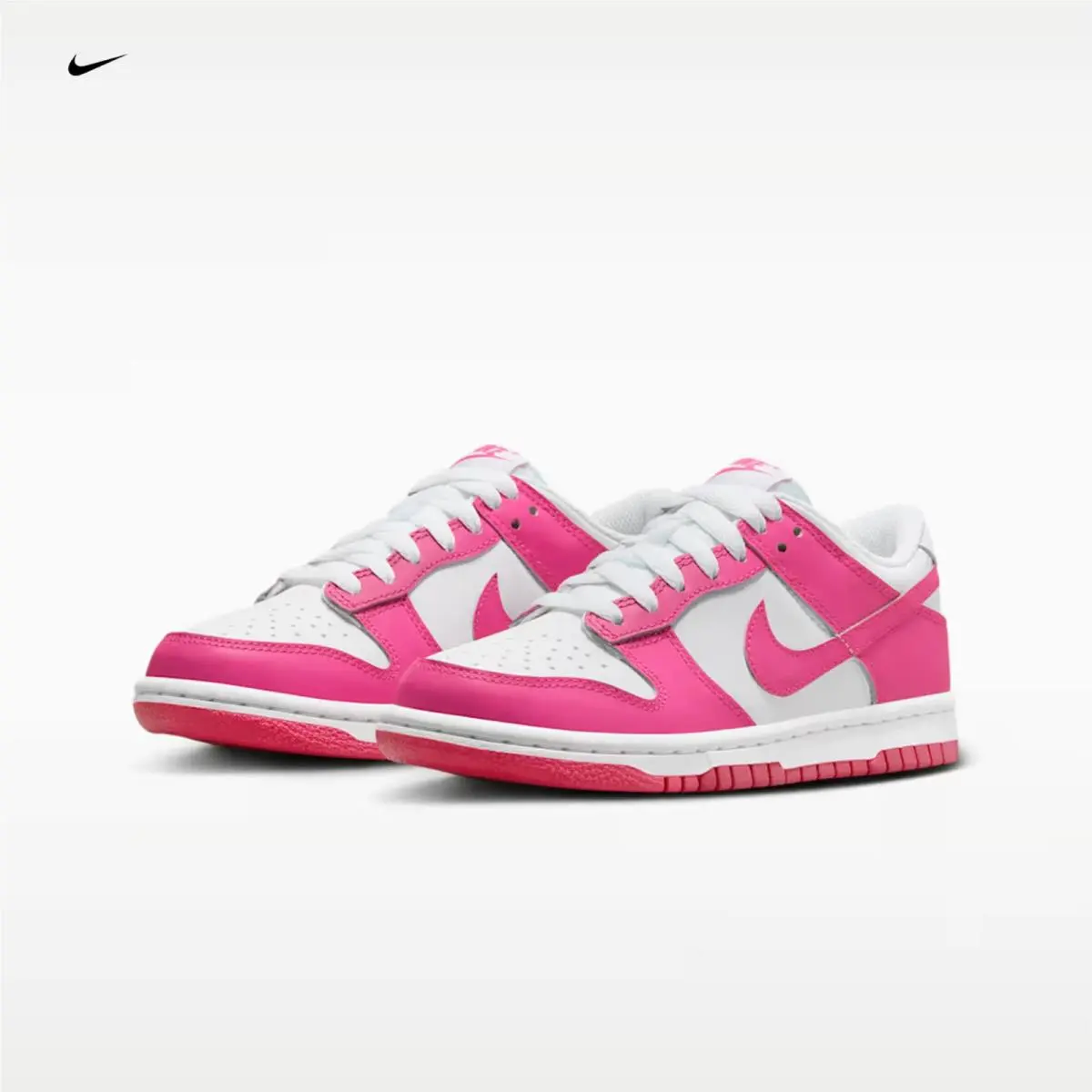 Nike Dunk Low GS White/laser Fuchsia FB9109-102 Youth Size 7Y
