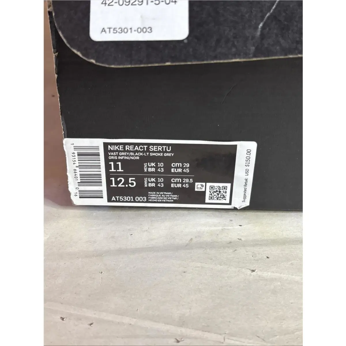 Nike shoes - Nike React Sertu - React Sertu - AT5301-003 - VAST GREY BLACK LIGHT SMOKE GREY 8