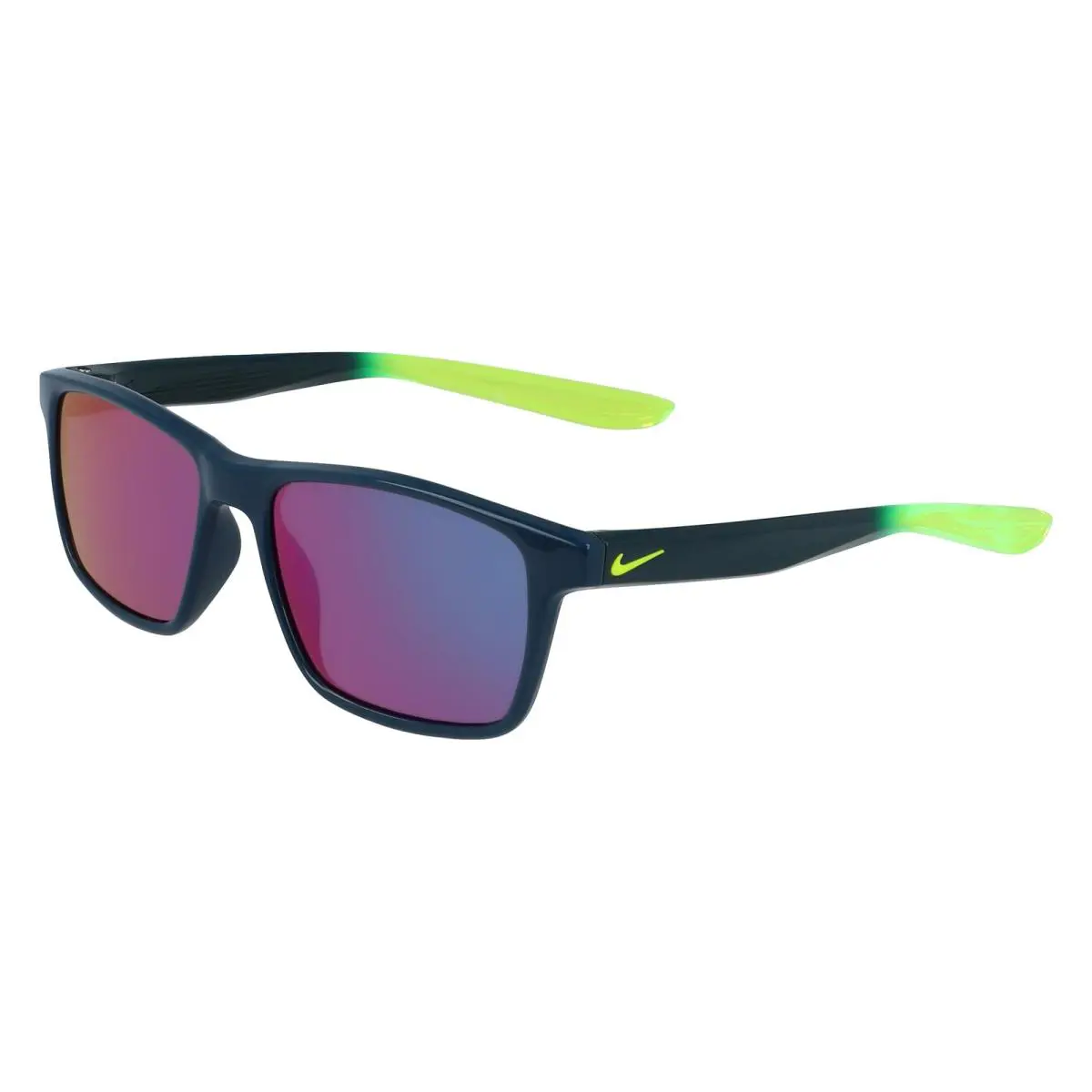 Kids Nike Whiz 300 Midnight Turquoise Volt Green Sunglasses 48/15/130 - Midnight Turq/Volt/Green Mirr, Frame: Turquoise, Lens: Blue