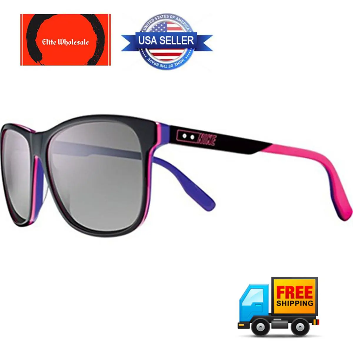 Nike Mdl. 290 Sunglasses Grey with Violet Flash Lens Black/pink/purple - Frame: Black/Pink/Purple, Lens: Grey with Violet