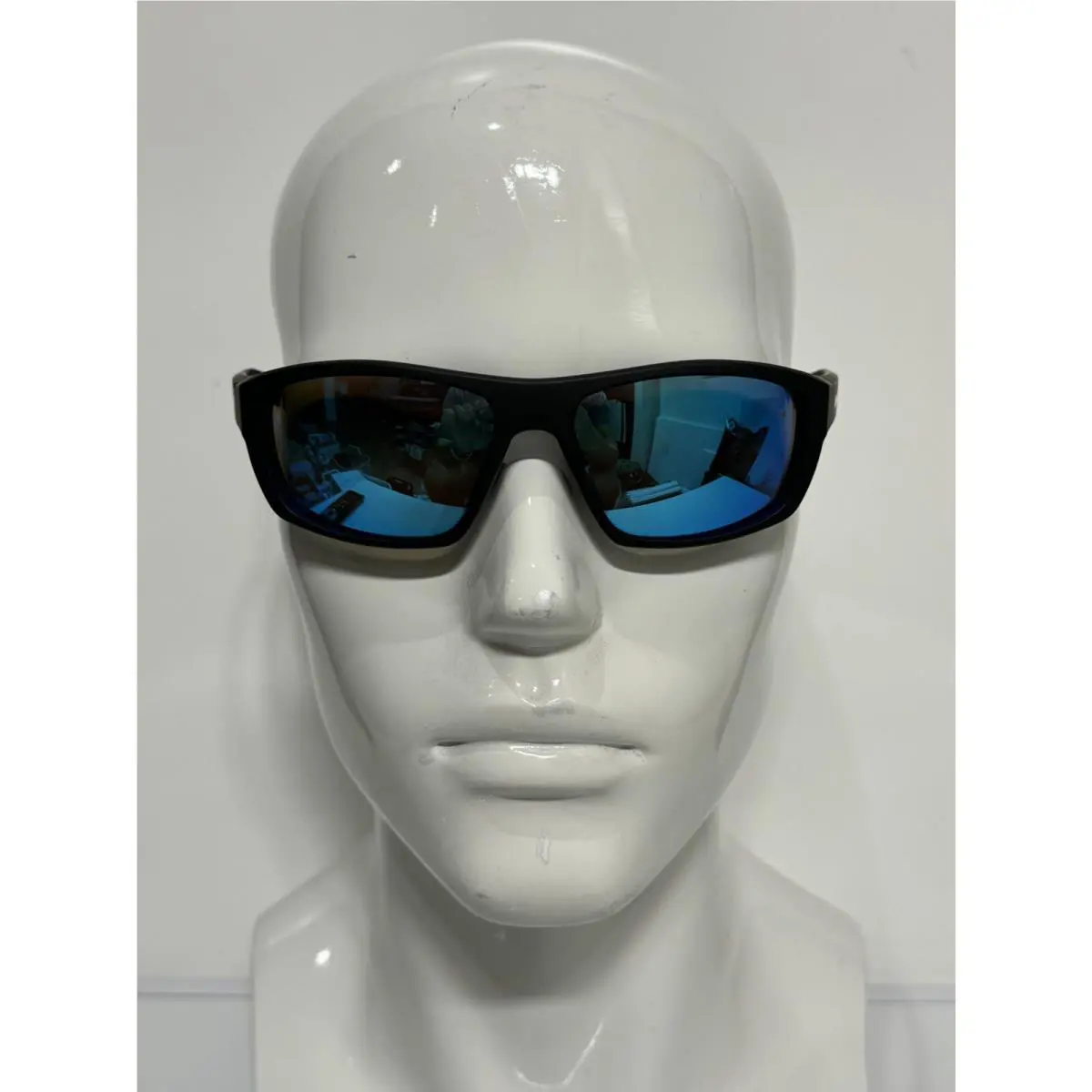 Brazen Boost Matte Black Blue Mirror Wraparound Sunglasses 57mm by Nike