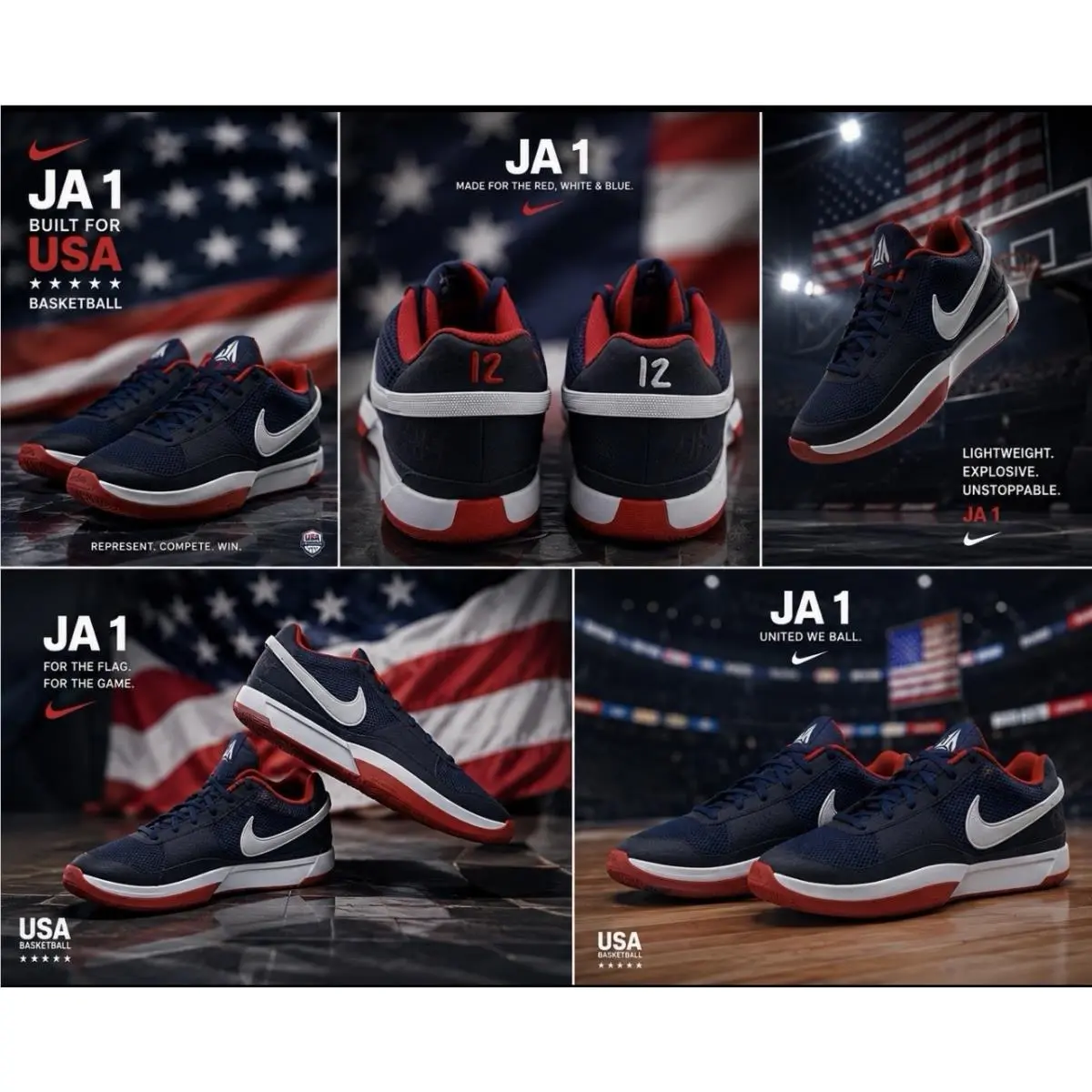 Nike shoes - Nike Ja 1 - FQ4796-403 - USA - Red, White & Blue (UPC: 0197597510132) 1