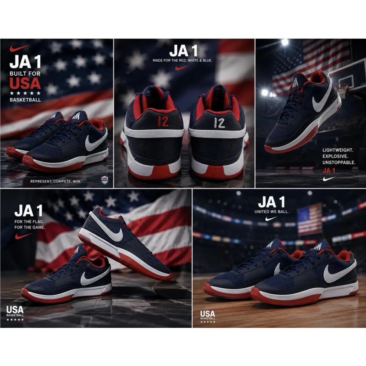 Nike shoes - Nike Ja 1 - FQ4796-403 - USA - Red, White & Blue (UPC: 0197597510132) 3