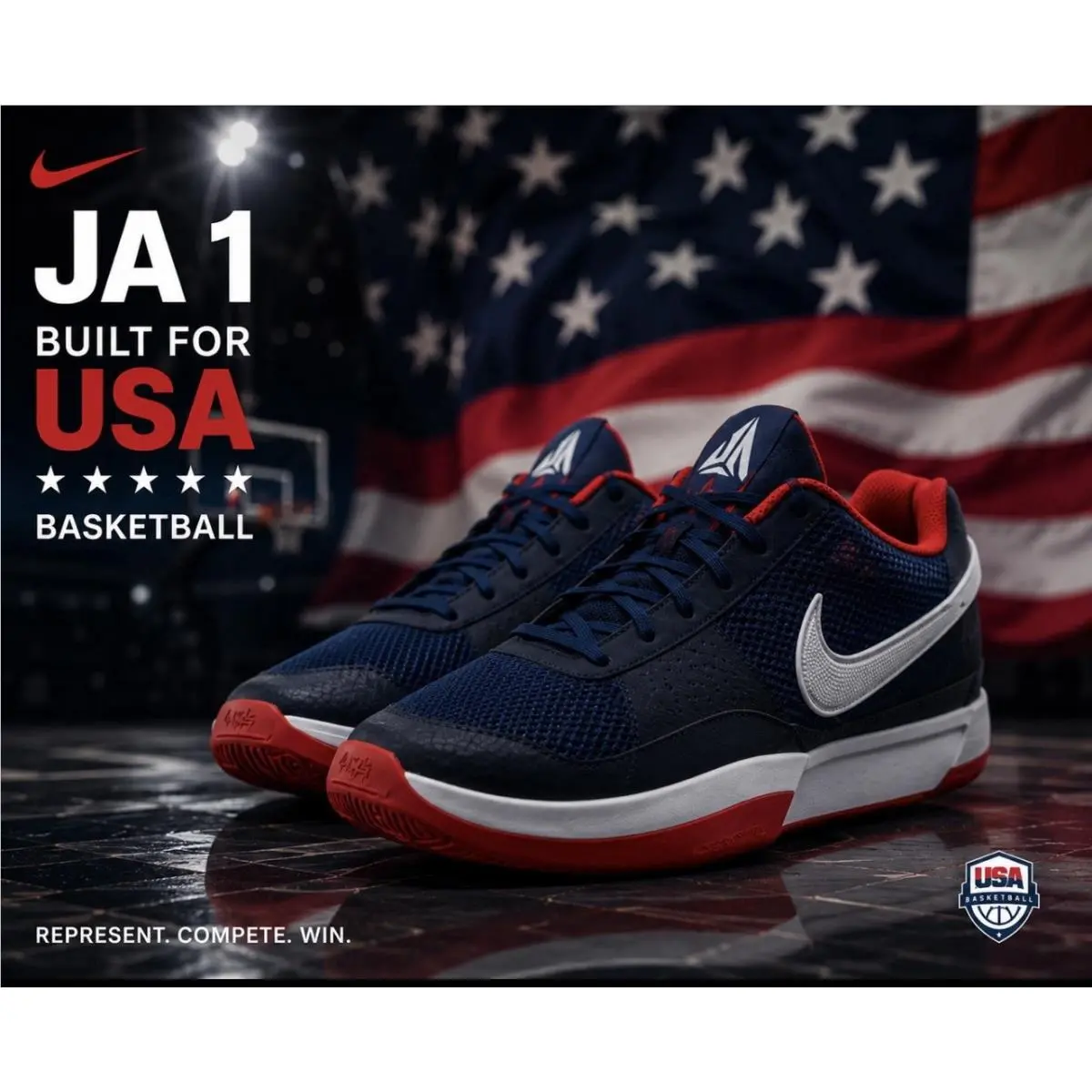 Nike shoes - Nike Ja 1 - FQ4796-403 - USA - Red, White & Blue (UPC: 0197597510132) 6
