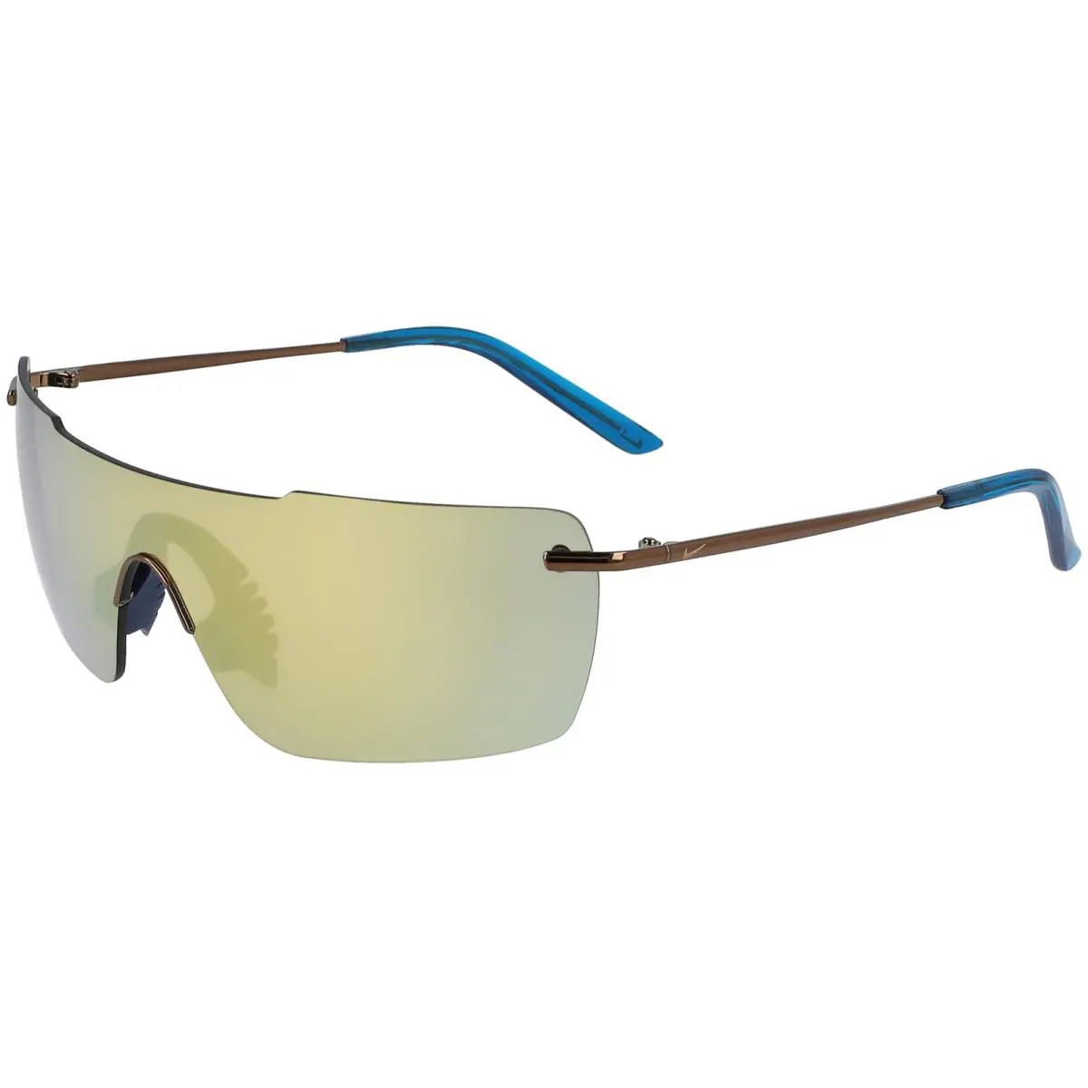 Nike Meridian M Women`s Walnut Rimless Shield Sunglasses - CU6569 200 - Frame: Brown, Lens: Gold