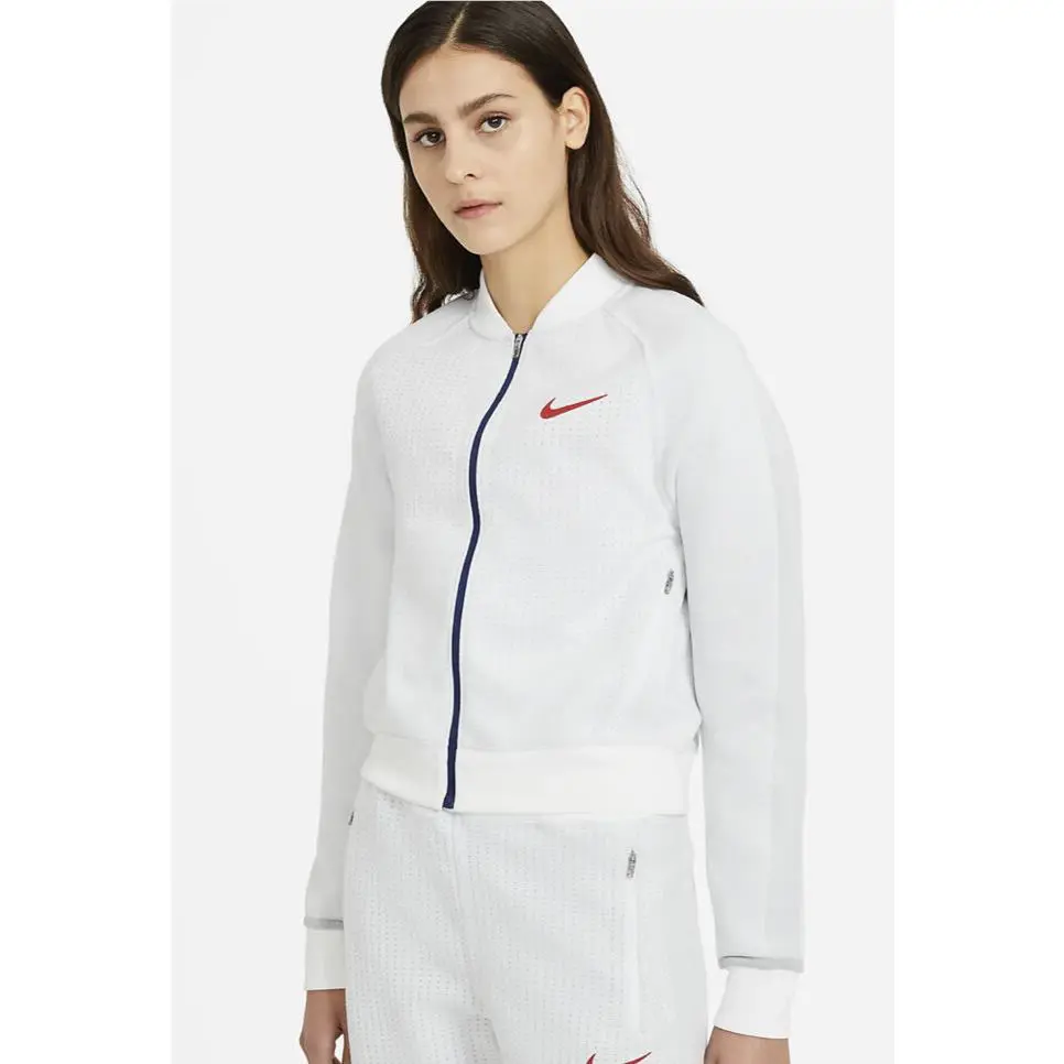 Nike clothing - Nike NSW Tech Fleece Bomber Jacket - CZ3619 100 - White/Navy Blue-Gym Red (UPC: 194495032216) 6