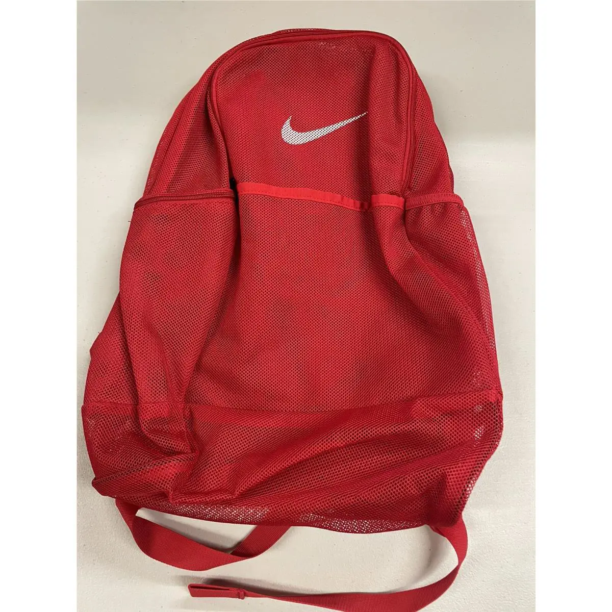 Nike Brasilia Mesh Backpack Red Color Sports Training Bag Swoosh BA6050-657