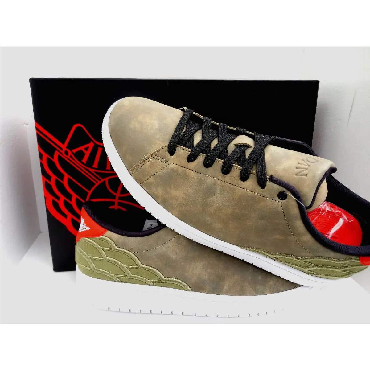 Nike shoes - Nike Air Jordan 1 - Air - DJ2756-300 - Oil Green/White-Black (UPC: 195238354923) 3