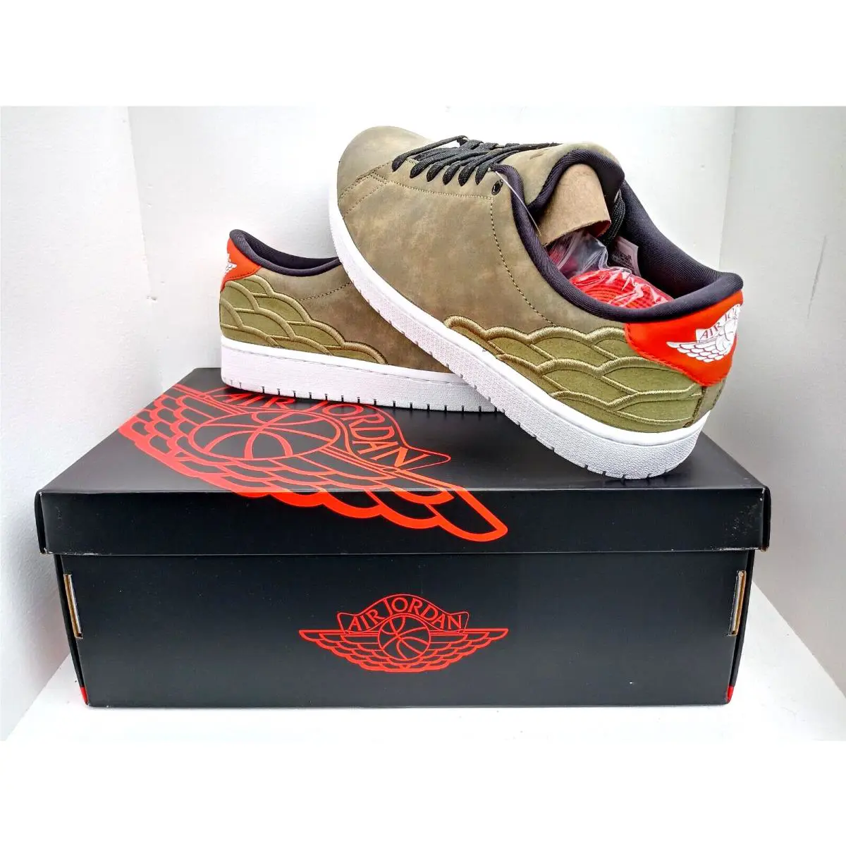 Nike shoes - Nike Air Jordan 1 - Air - DJ2756-300 - Oil Green/White-Black (UPC: 195238354923) 6