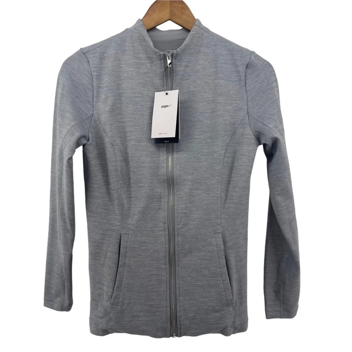 Nike Yoga Jacket Womens Medium Grey Luxe Dri-fit Full Zip Tight Fit DD5533
