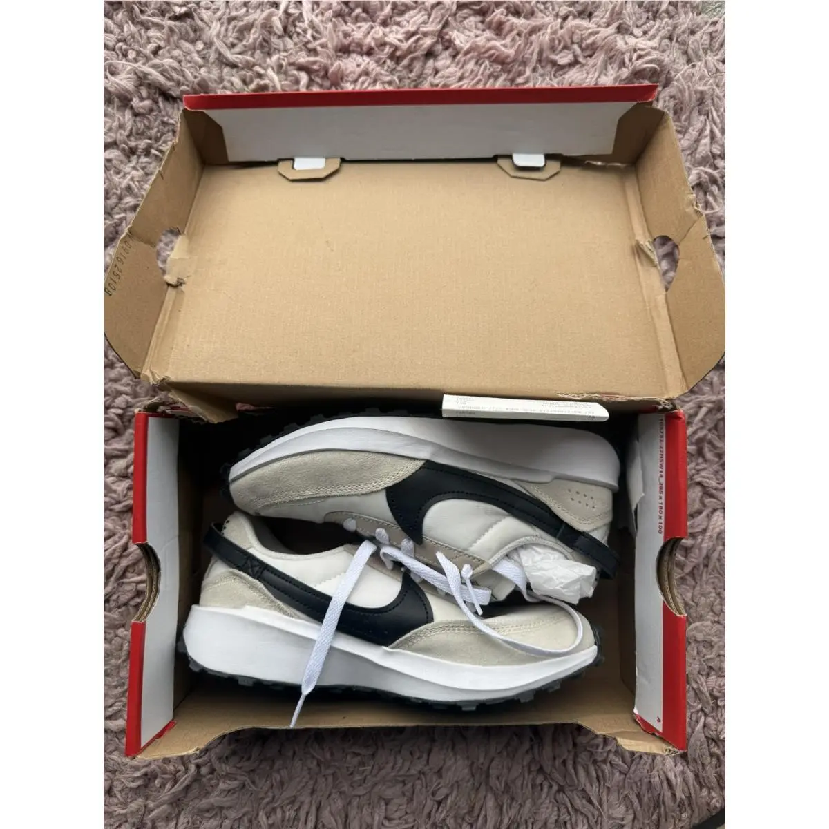 Size 6 - Nike Women`s Waffle Debut Sanddrift/black-phantom-white - Ivory