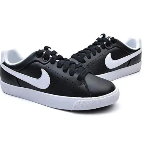 Nike Womens Court Tour Skinny Leather Black/white 532364-010 Sz 10 - Black