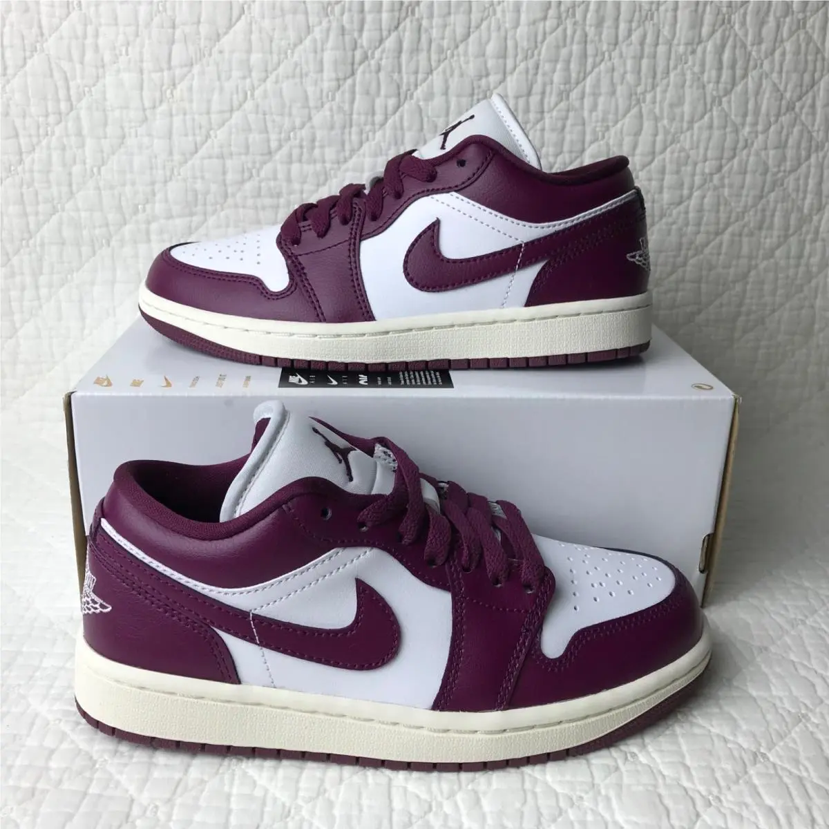Air Jordan 1 Low Shoes Women’s SZ 5 White Bordeaux Sail DC0774-161 by Nike