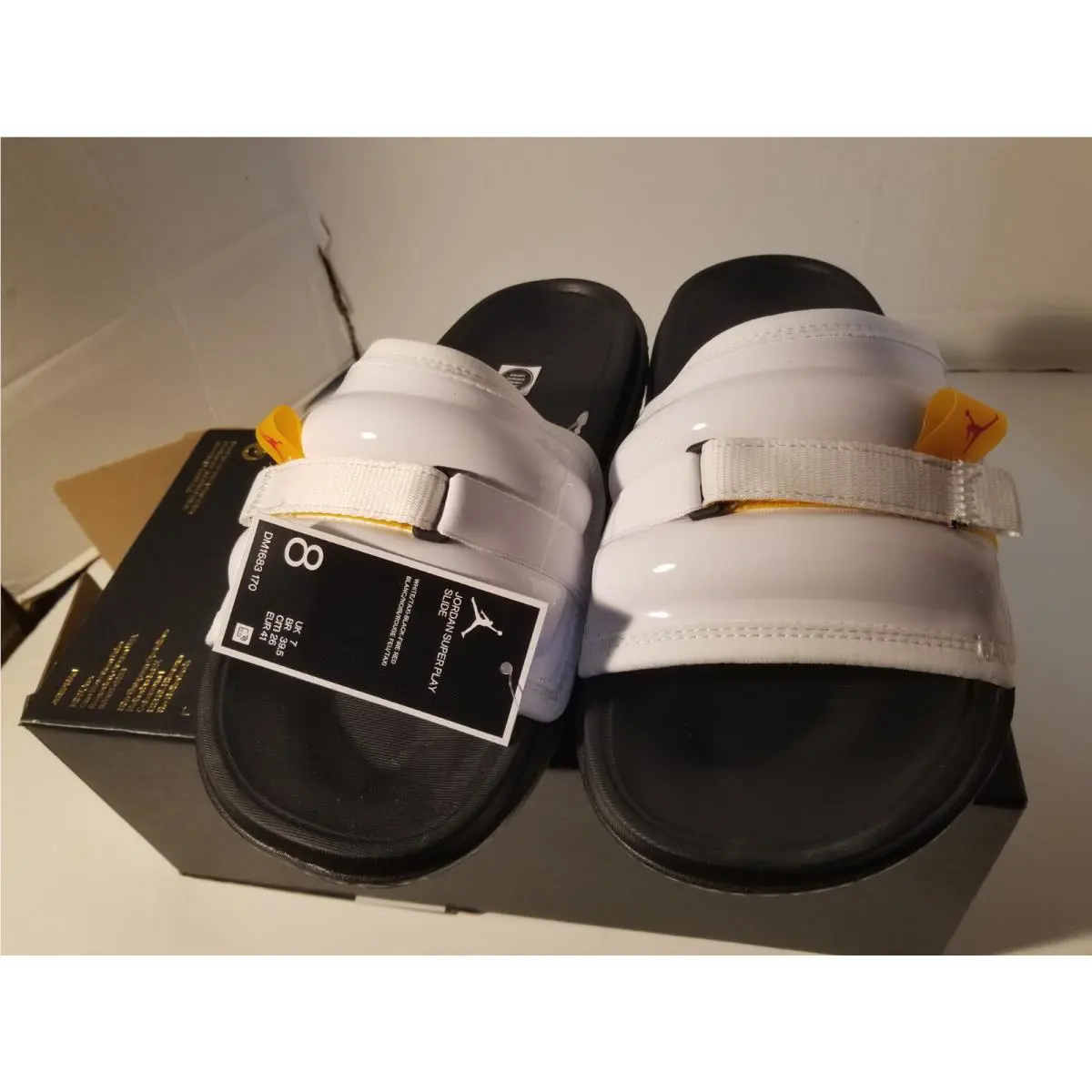Nike Super Play Slides Slippers Shoes - Black/ White DM1683-170 SZ 8