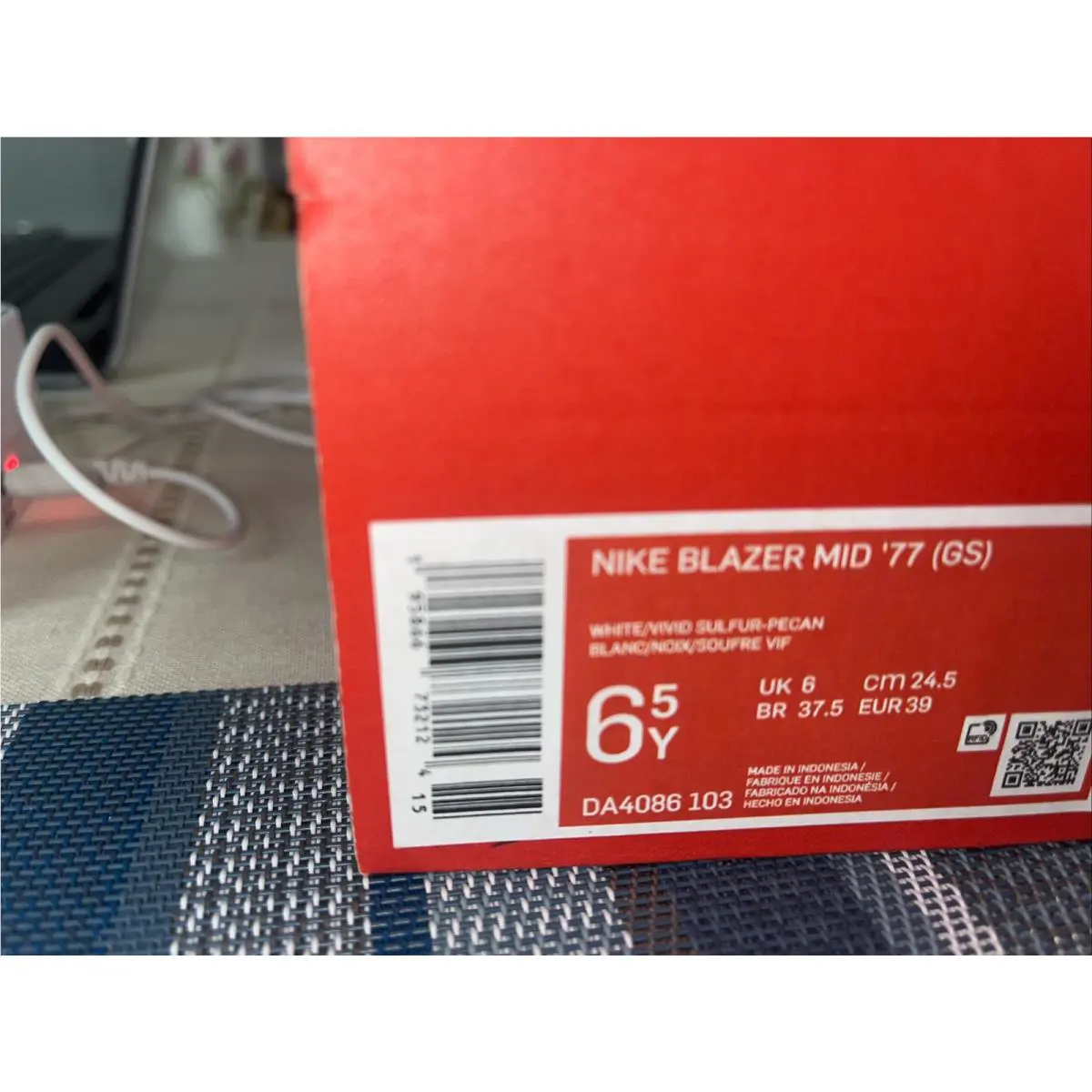 Nike shoes - Nike Blazer Mid `77 (GS) - DA4086-103 - White, Vivid Sulfur-Pecan 10
