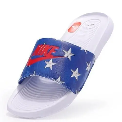 Nike Victori One Slide Star Print Men Shoes Slipper Blue/white/red Size 11