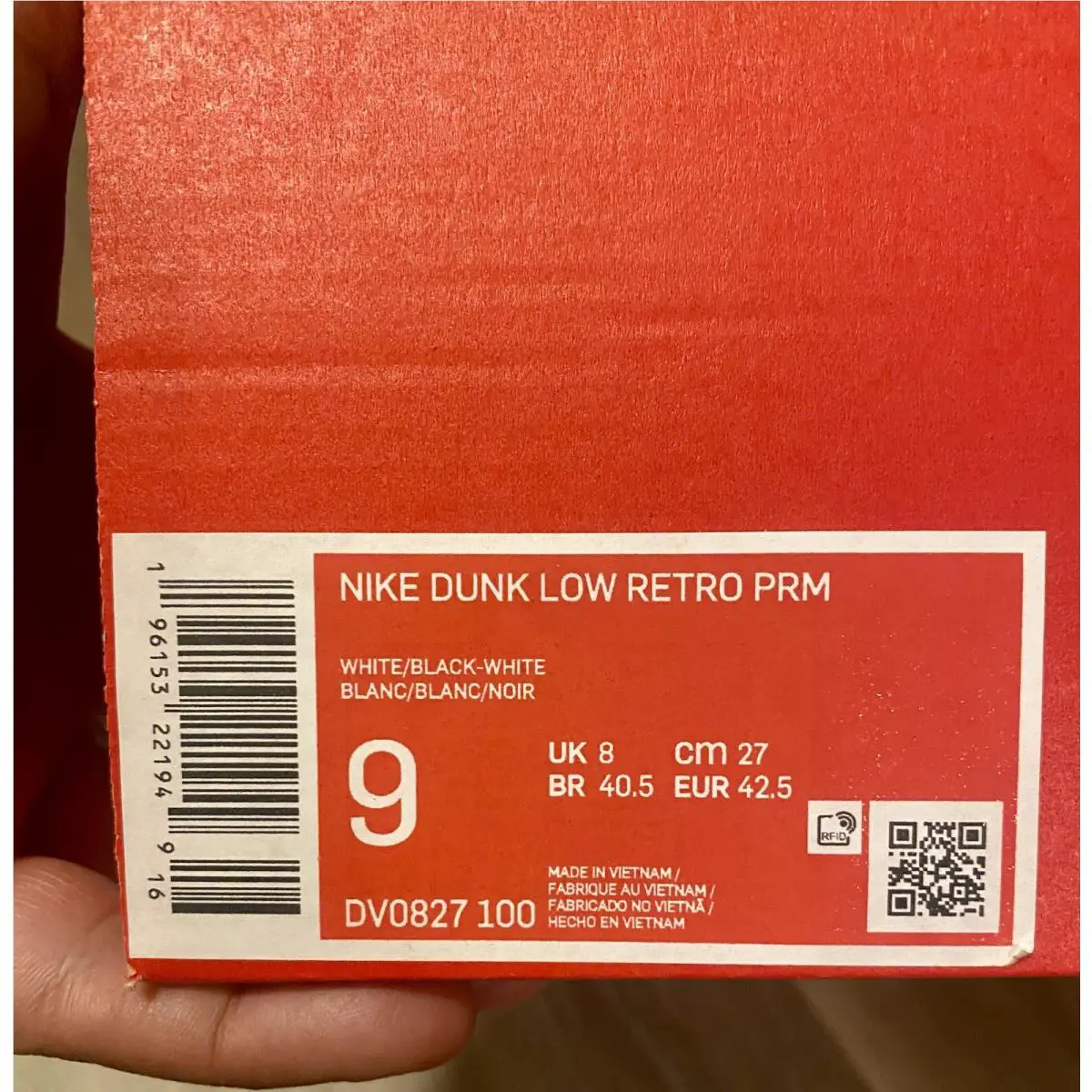 Nike shoes - Nike Dunk Low Retro PRM - DV0827-100 - White/White/University Red/Black (UPC: 196153221949) 9