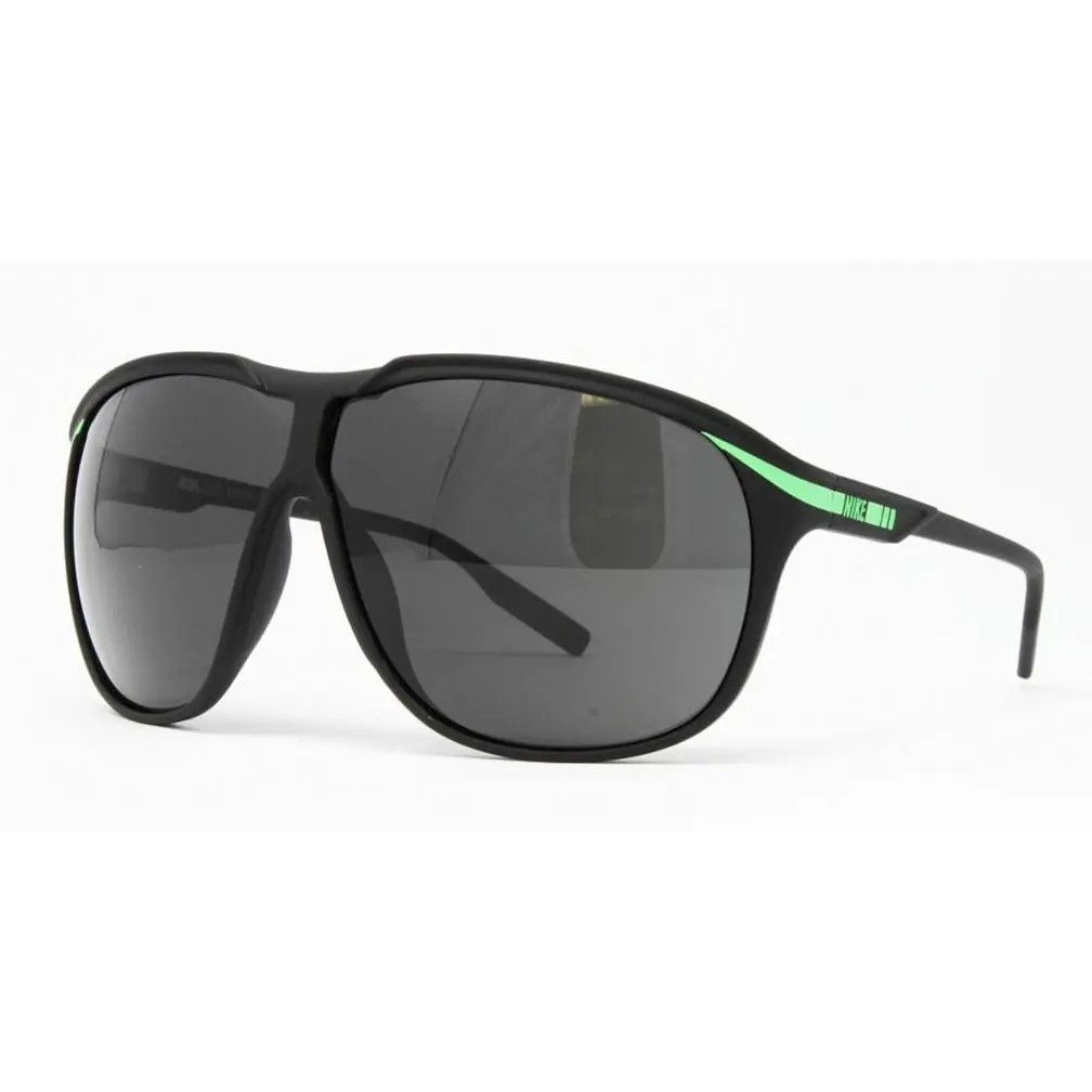 Nike Men`s Sunglasses Mdl 215 EV0721-030 Matte Black Poison Green 66mm Grey Lens