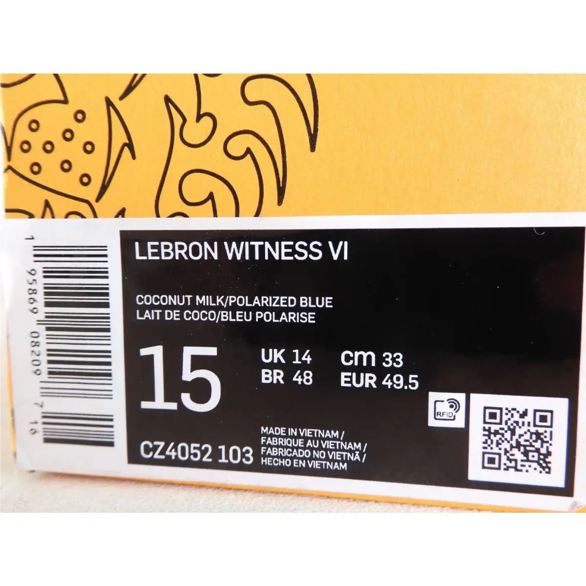 Nike shoes - Nike LeBron Witness 6 - LeBron Witness - CZ4052103 - Yellow (UPC: 195869082097) 3