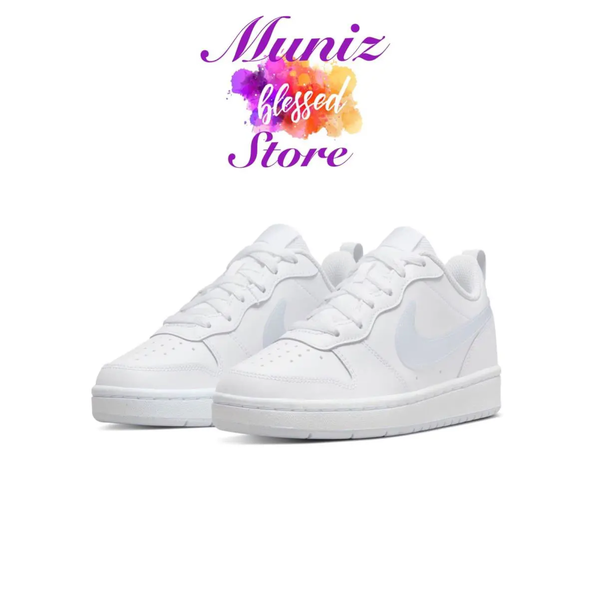Nike Court Borough Low 2 White/aura-white BQ5448 118 Youth Sz 7Y Women Sz 8.5 - White/Aura-White