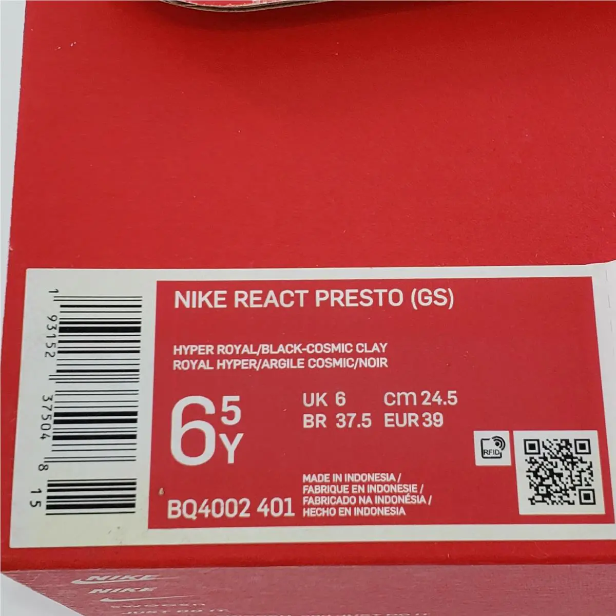 Nike shoes - Nike React Presto - React Presto - BQ4002 401 - Multicolor, Manufacturer: Hyper Royal/Black-Cosmic Clay 1