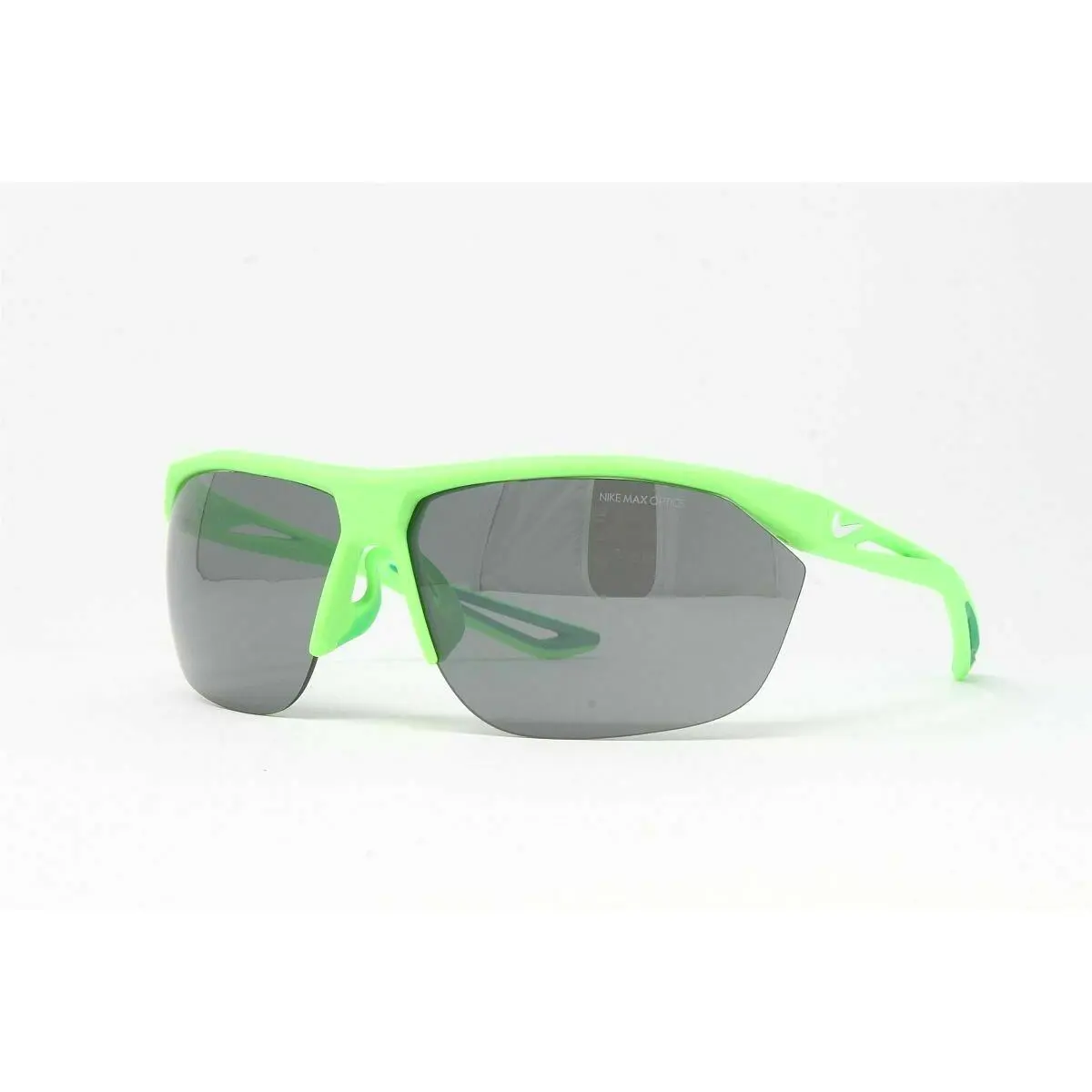 Nike Men`s Sunglasses Tailwind Half Rim Matte Volt Green White 70mm Silver Lens