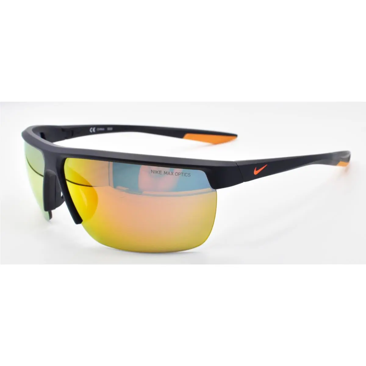 Tempest M CW4665 015 Sunglasses Half-rim Wraparound Black / Orange Mirror by Nike