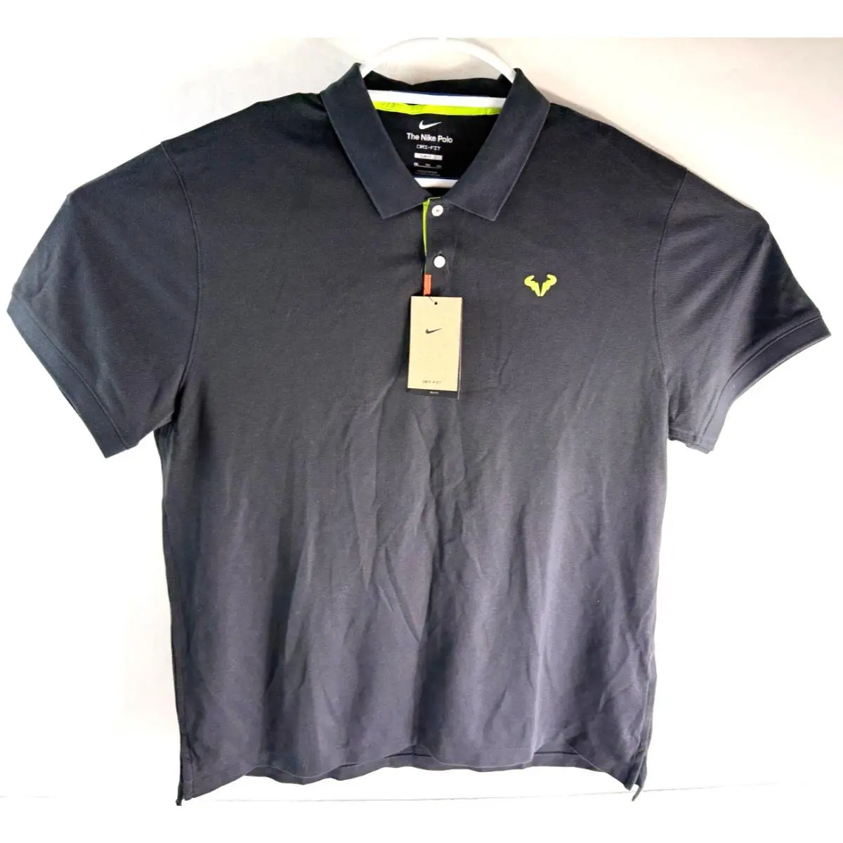 Nike Court Rafa Nadal Slim-fit Tennis Polo Black Green Men`s Size 2XL DD8532-045