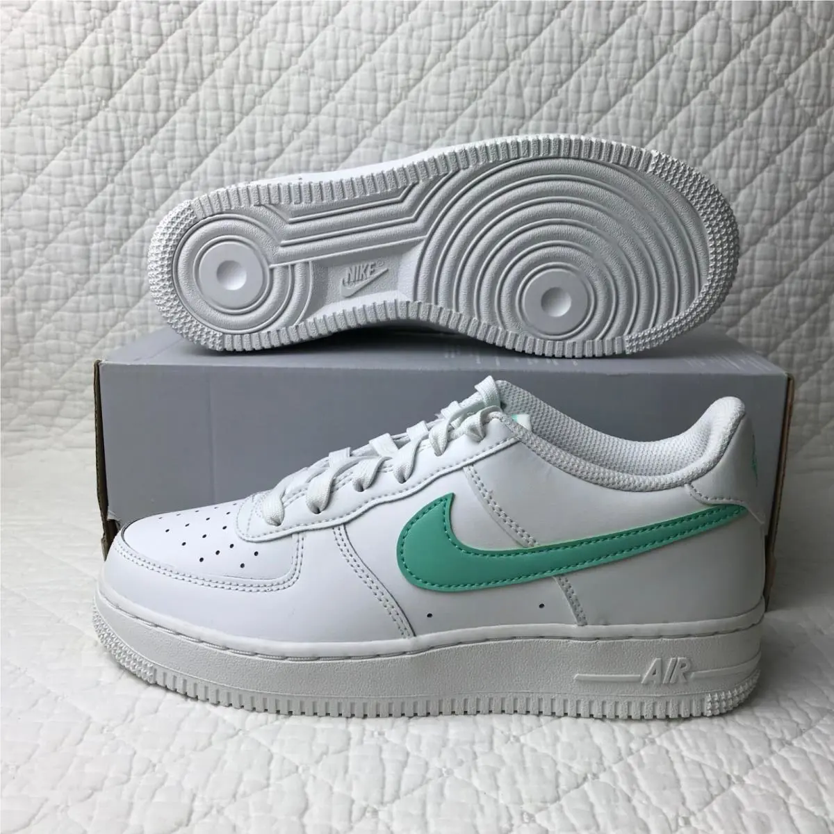 Nike shoes - Nike Air Force 1 GS - DV7762-104 - Summit White/Emerald Rise 2