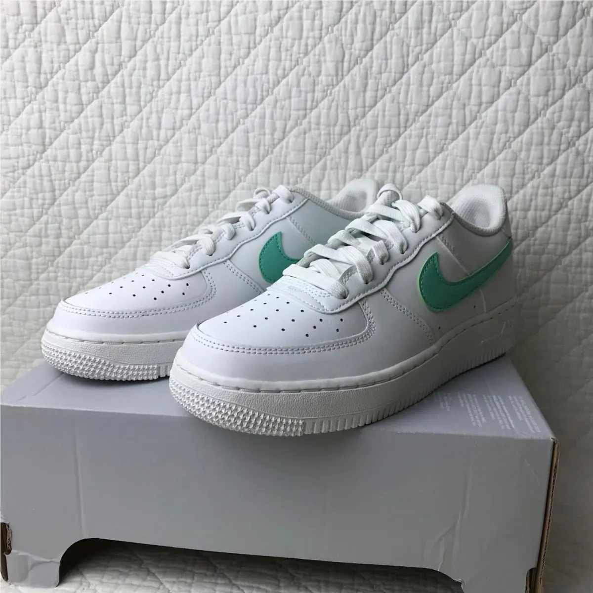Nike shoes - Nike Air Force 1 GS - DV7762-104 - Summit White/Emerald Rise 5