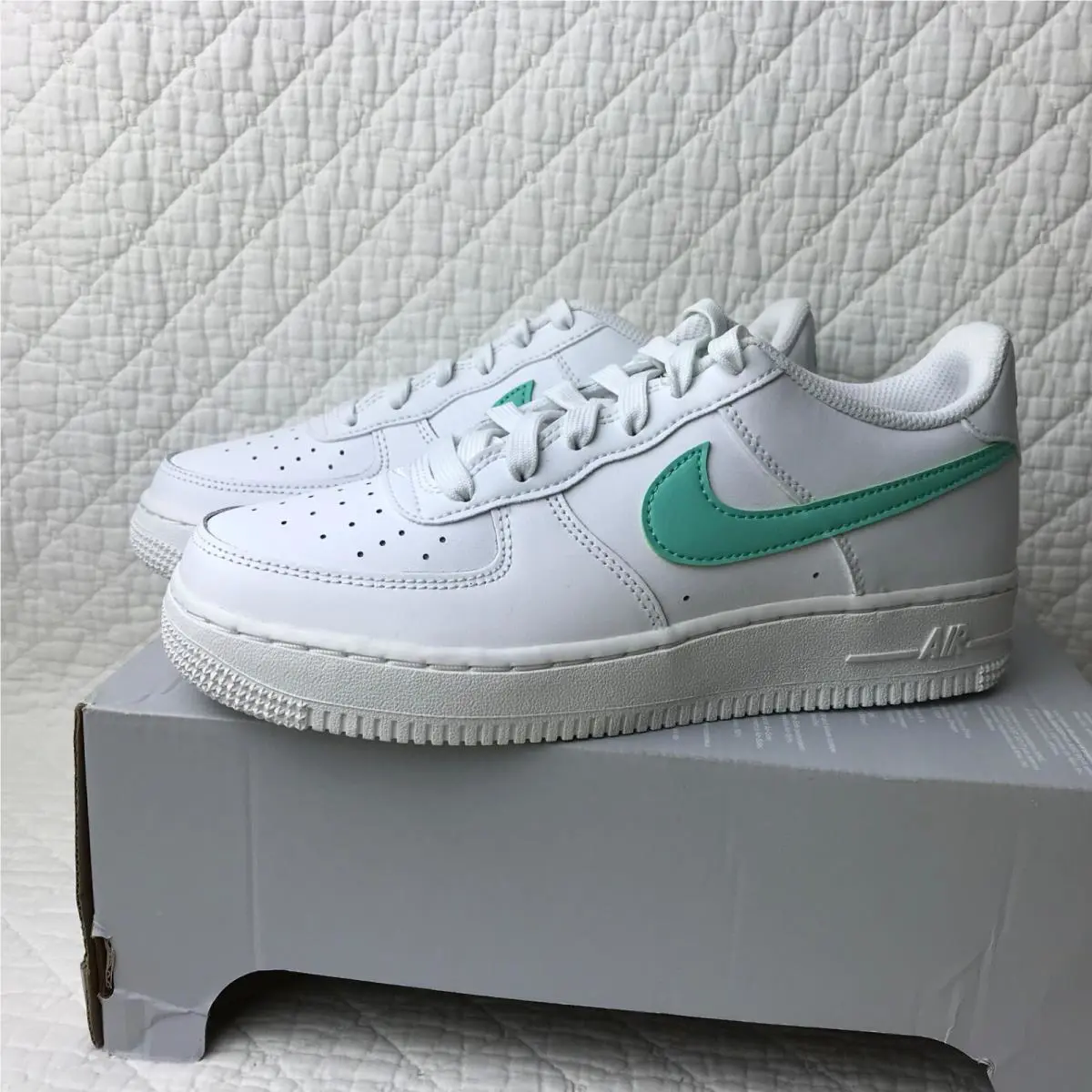 Nike shoes - Nike Air Force 1 GS - DV7762-104 - Summit White/Emerald Rise 6