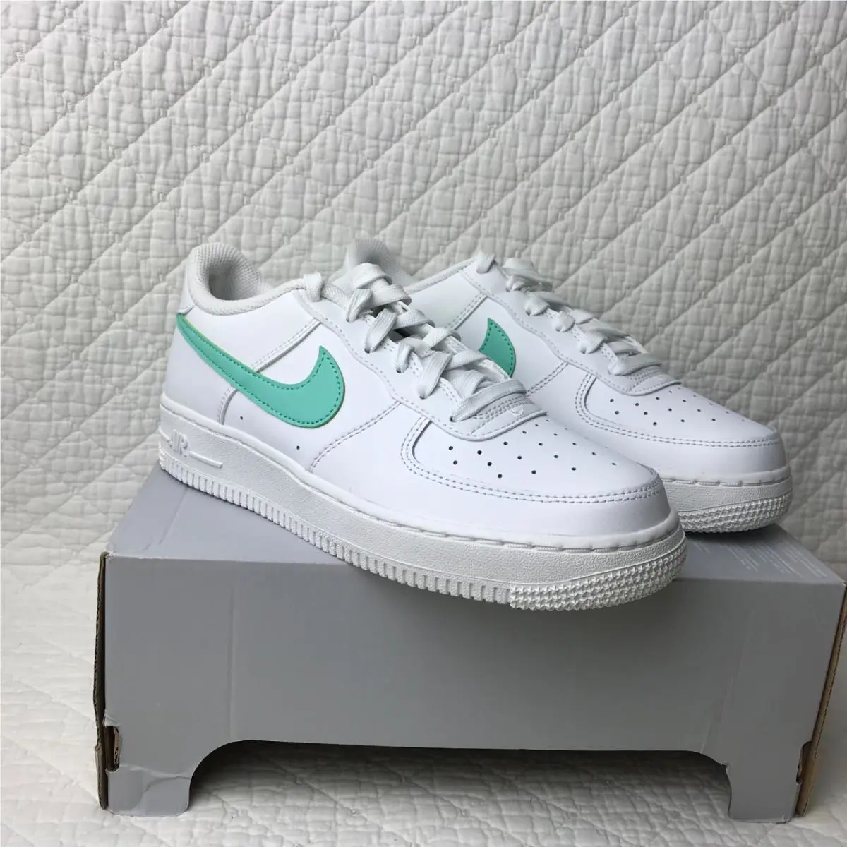 Nike shoes - Nike Air Force 1 GS - DV7762-104 - Summit White/Emerald Rise 7