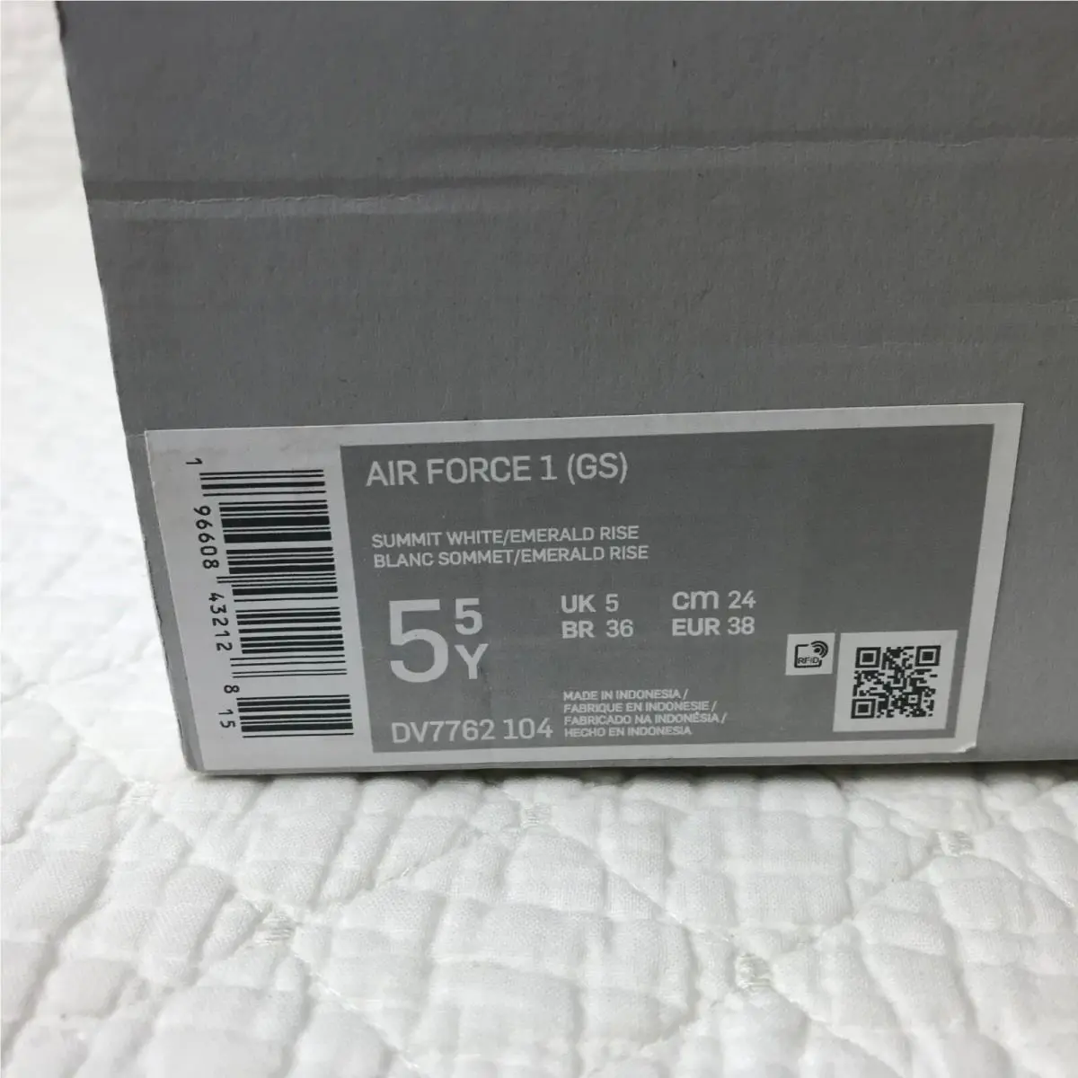 Nike shoes - Nike Air Force 1 GS - DV7762-104 - Summit White/Emerald Rise 13